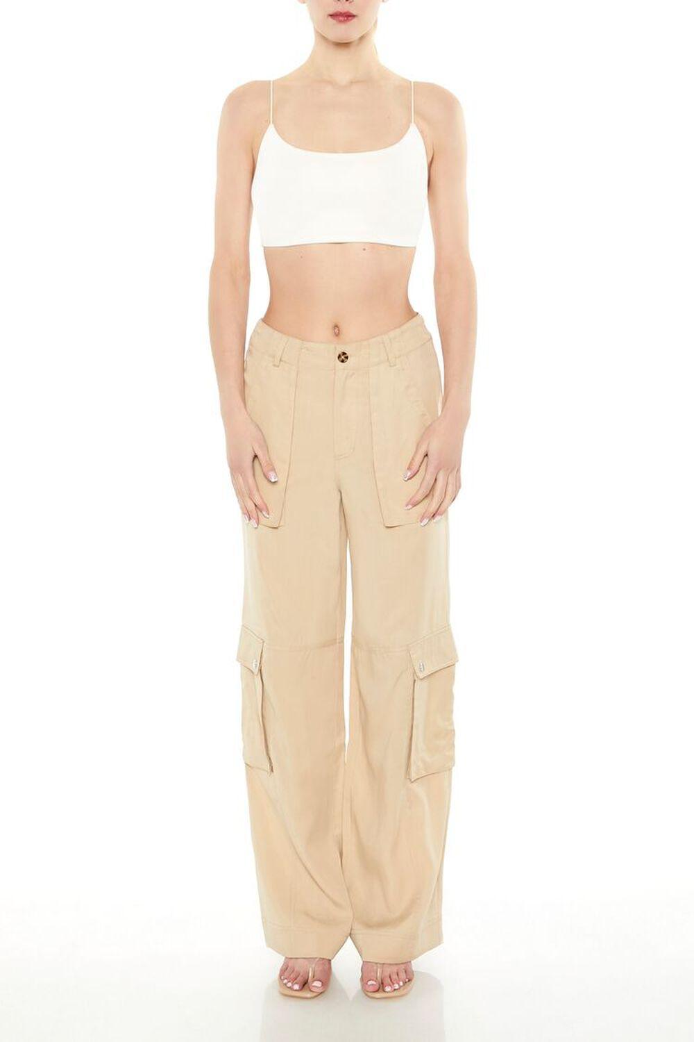 Twill Wide-Leg Cargo Pants | Forever 21 Product Image