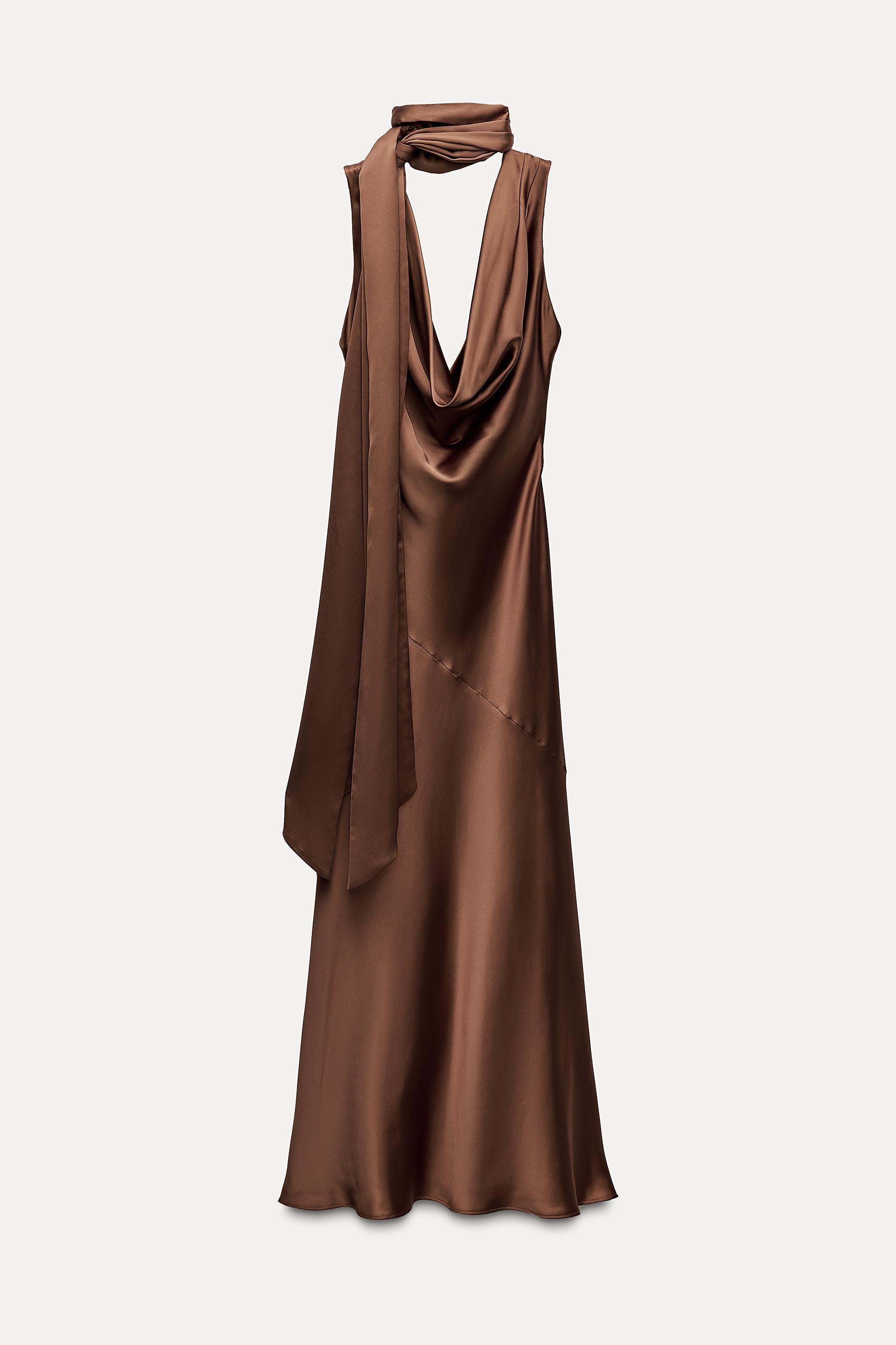 SATIN EFFECT DRESS WITH BOW Product Image