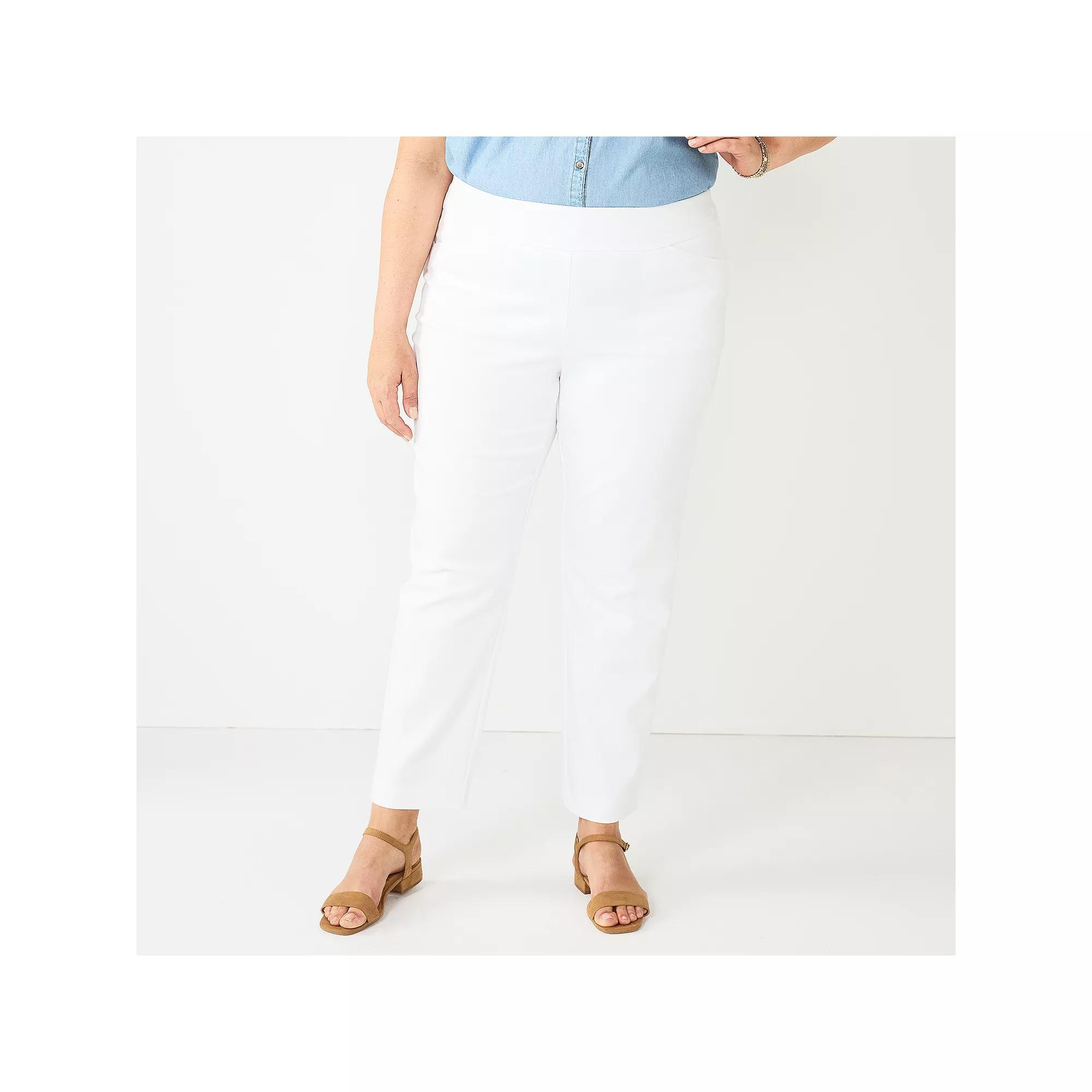 Plus Size Croft & Barrow® Effortless Stretch Pull-On Straight-Leg Pants, Women's, Size: 26 Tall, White Product Image