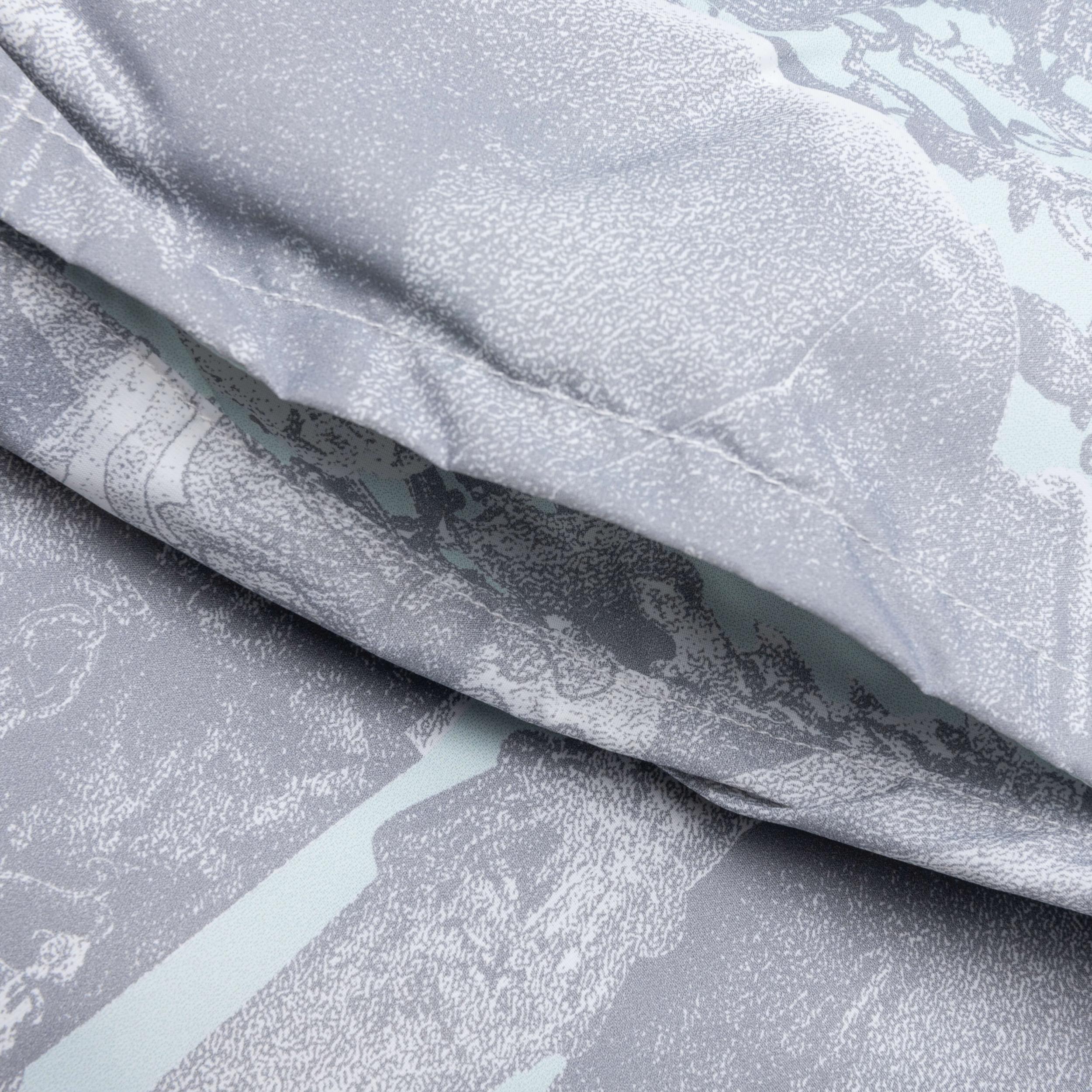 Linen Bermuda Swim Shorts with Hubert Objects Print - Prussian Blue/Grey Male Product Image