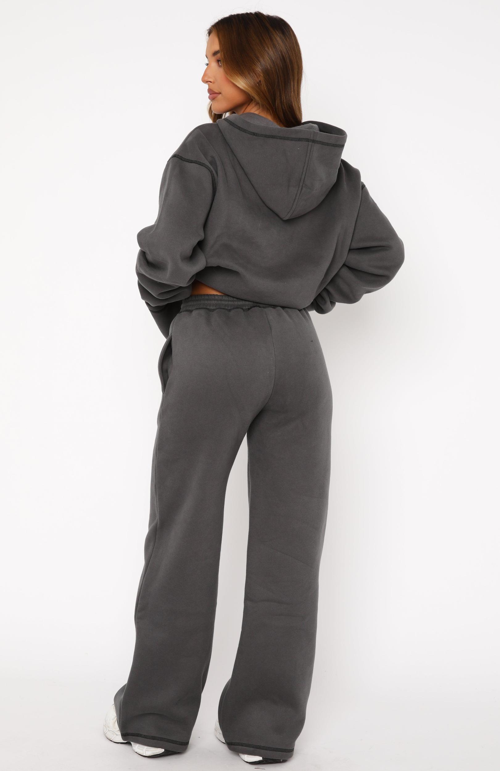 Instant Attraction Wide Leg Sweatpants Charcoal Product Image