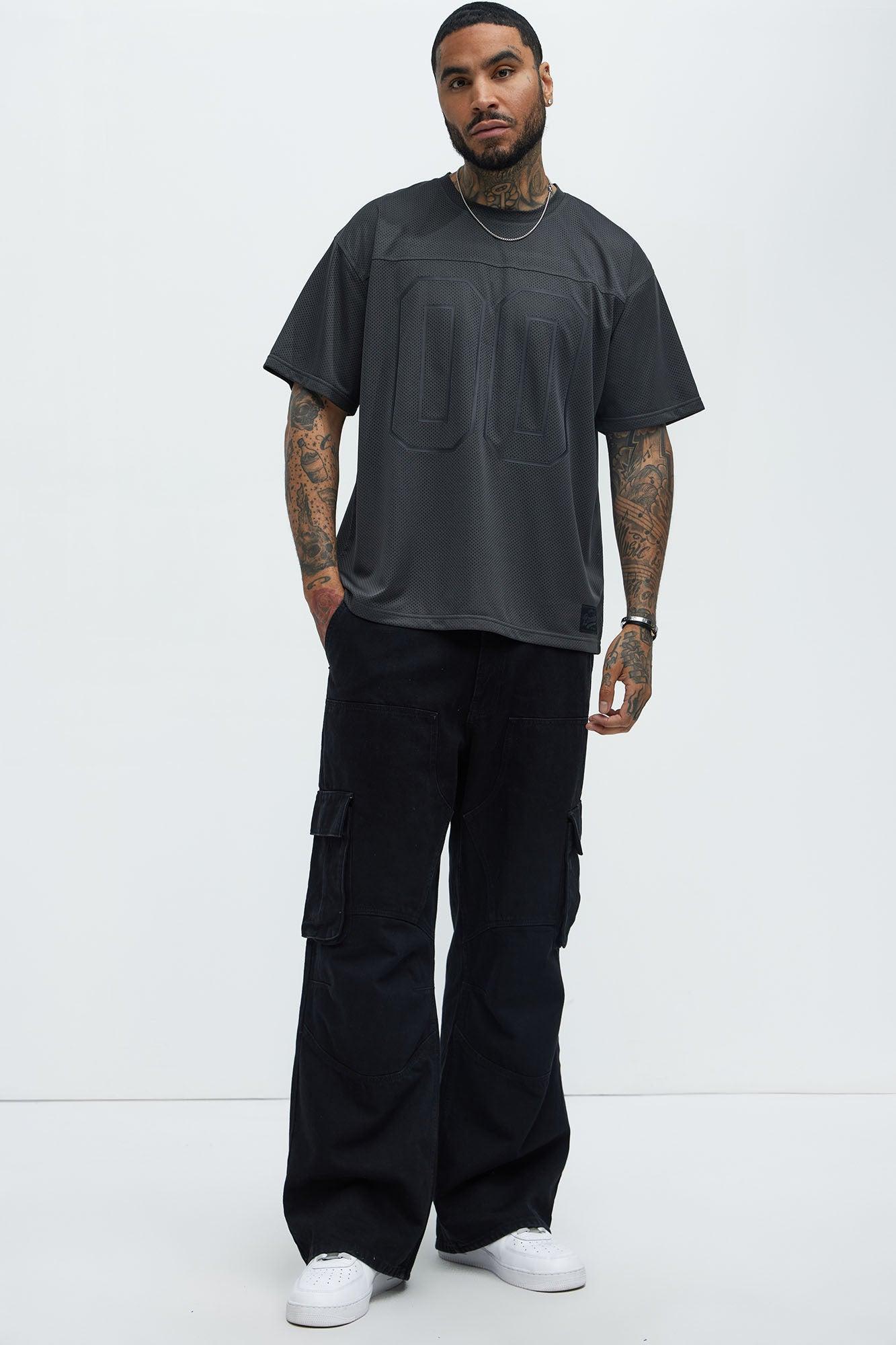 Mesh Boxy Football Short Sleeve Tee - Black Product Image
