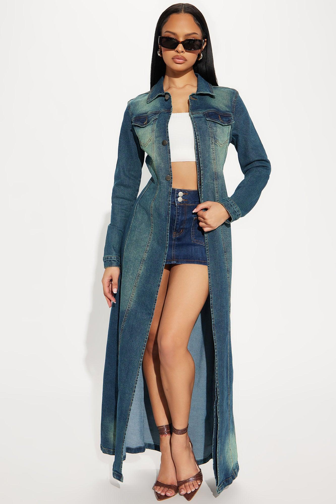 Follow My Lead Denim Trench - Dark Wash Product Image
