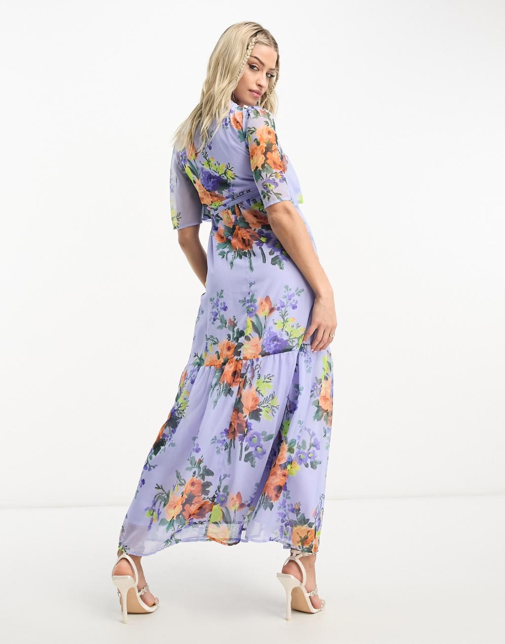 Hope & Ivy Maternity flutter sleeve wrap midaxi dress Product Image