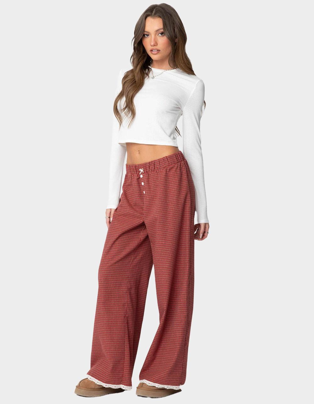 EDIKTED Dakota Plaid Pants Product Image