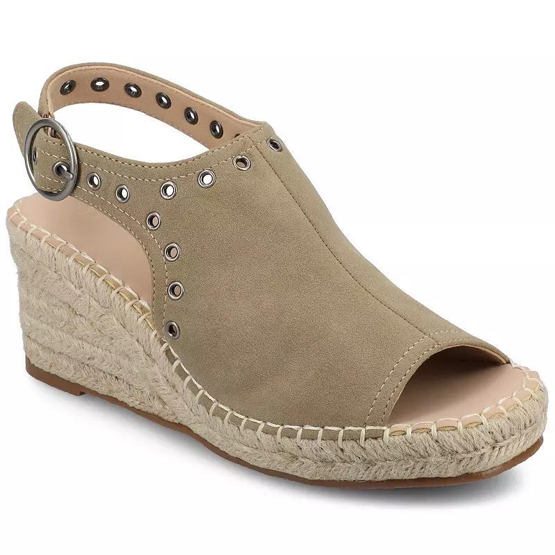 Journee Crisie Womens Ankle Strap Espadrille Wedge Sandals Brown Product Image