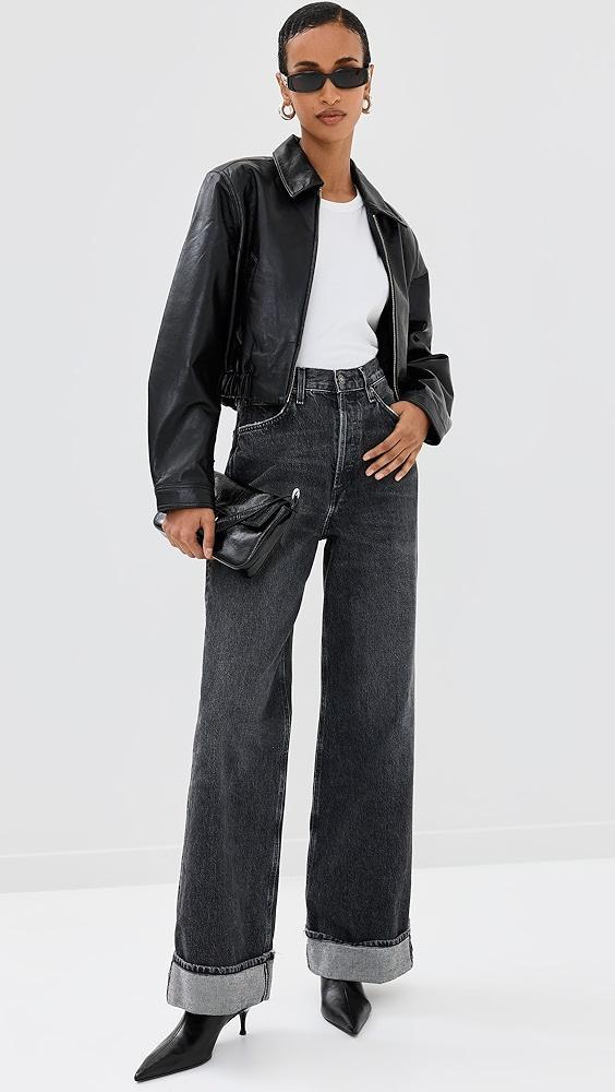 AGOLDE Essie Recycled Leather Cropped Jacket | Shopbop Product Image
