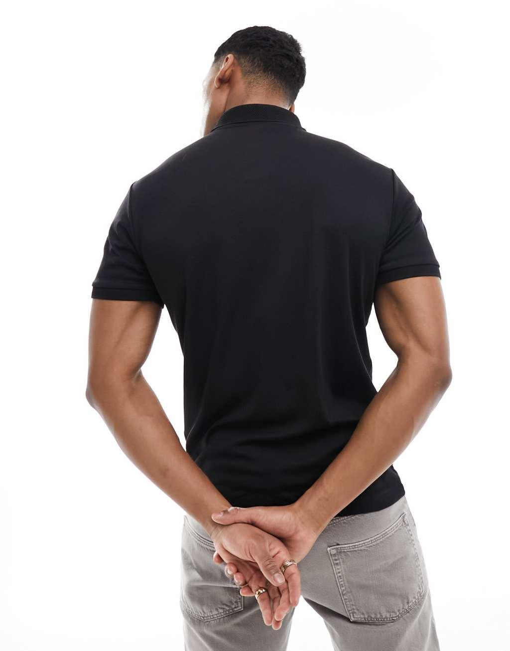 Selected Homme half-zip polo shirt in black Product Image
