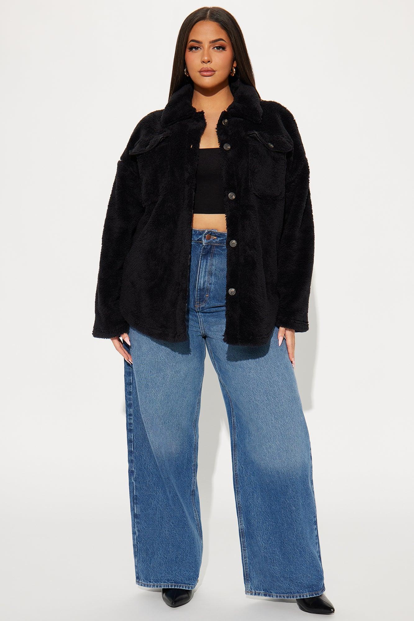 Feels Like Fall Sherpa Shacket - Black Product Image