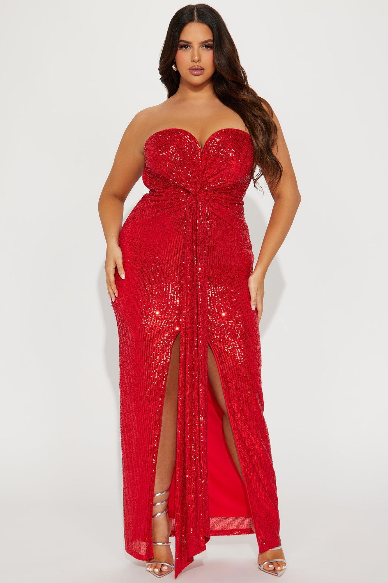 Celeste Sequin Maxi Dress - Red Product Image