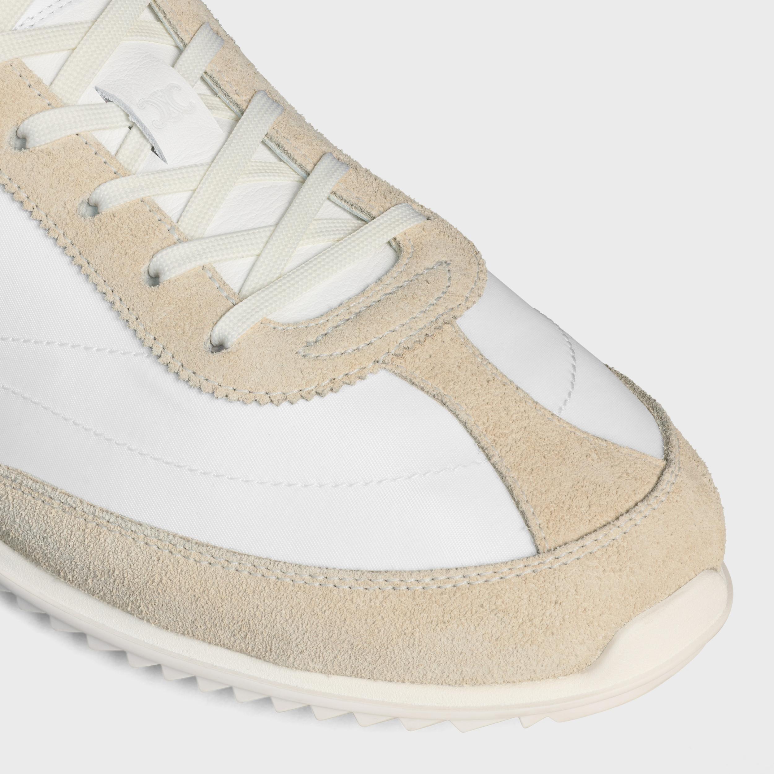 CELINE RACER LOW LACE-UP SNEAKER WITH TRIOMPHE IN NYLON, SUEDE CALFSKIN AND CALFSKIN Product Image
