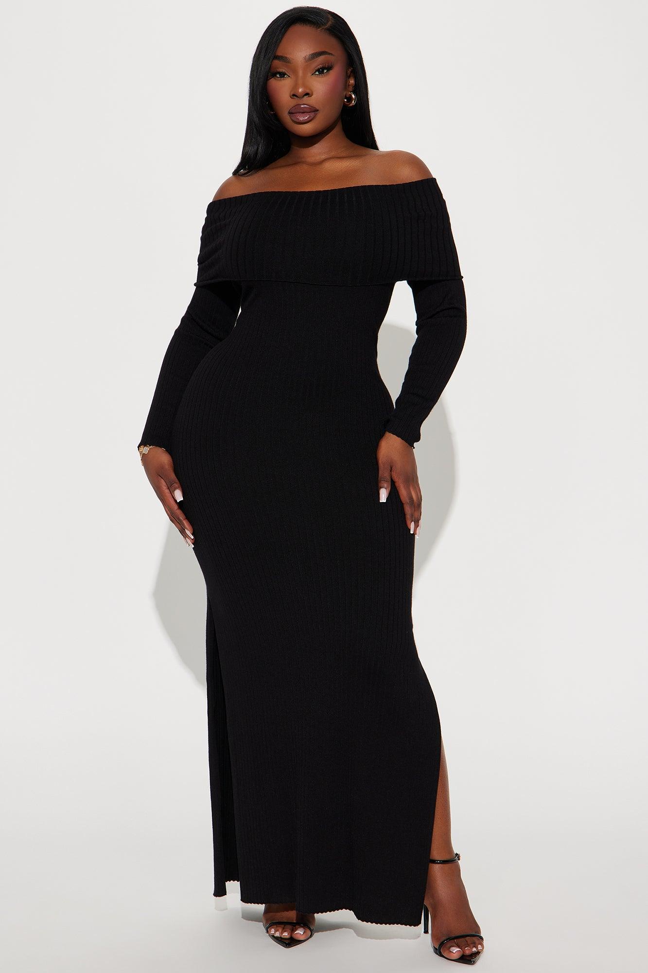 Marina Sweater Maxi Dress - Black Product Image