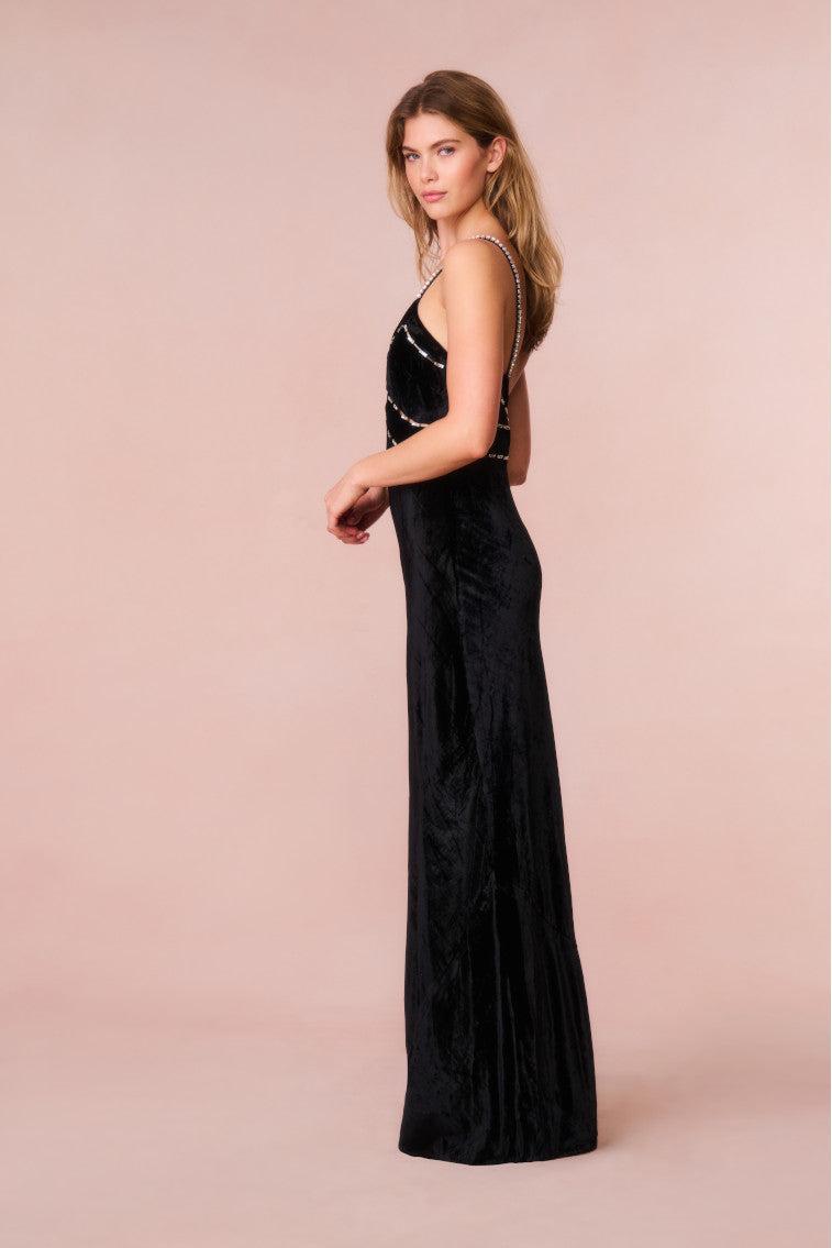 Corrino Velvet Embellished Maxi Dress Product Image