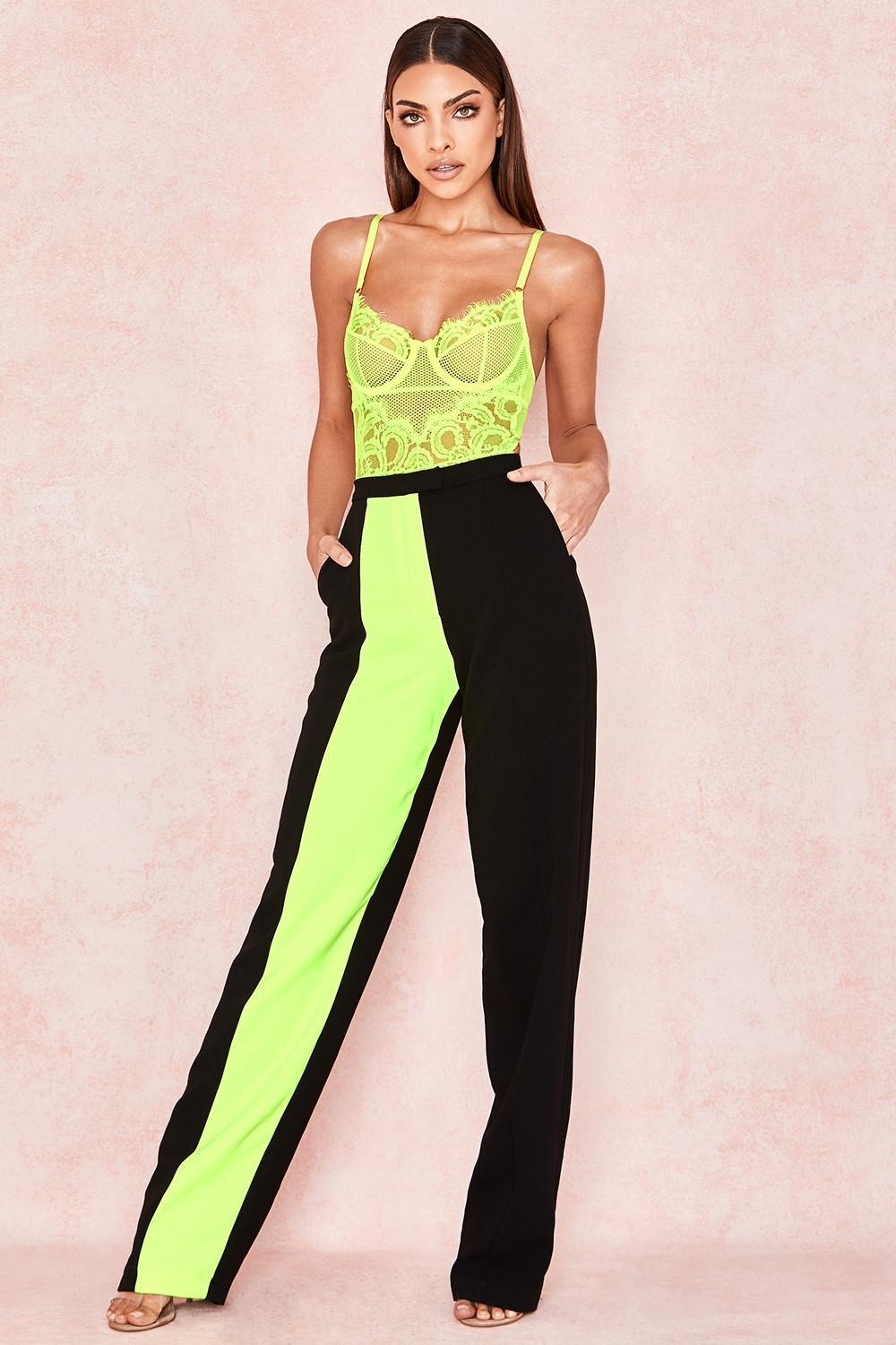 Nadia  neon yellow lace bodysuit Product Image