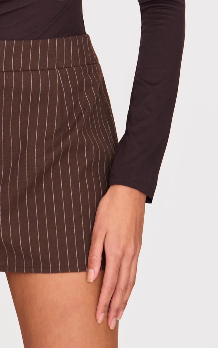 Chocolate Woven Stripe Mini Skirt Product Image