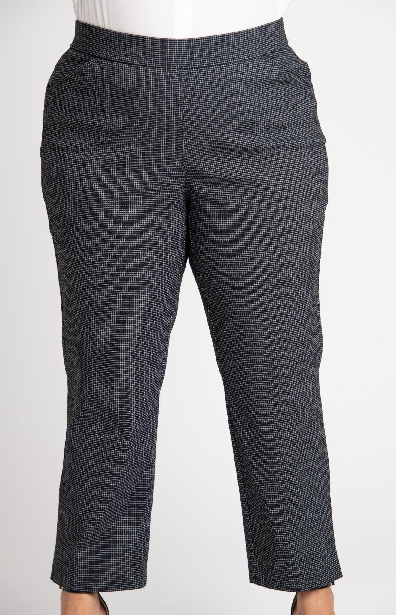 Roz & Ali Superstretch Black Grid Pull On Ankle Pants - Plus Product Image