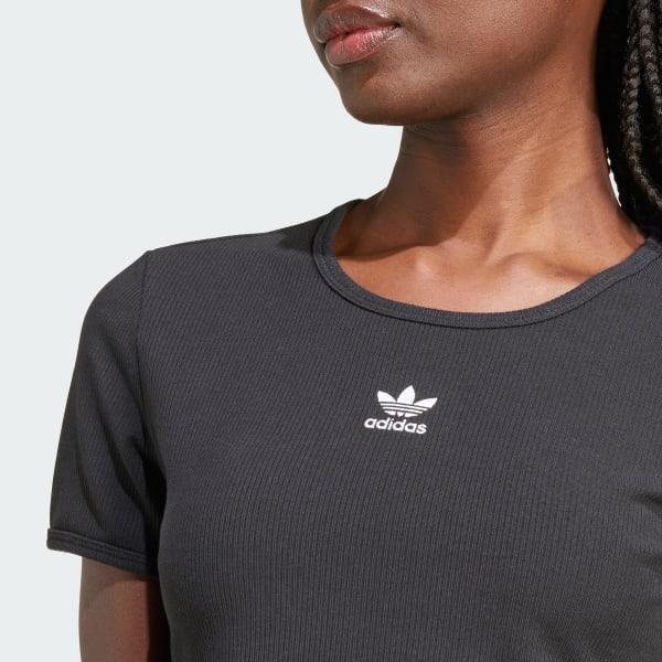adidas Essentials Ribbed Tee White XS Womens Product Image