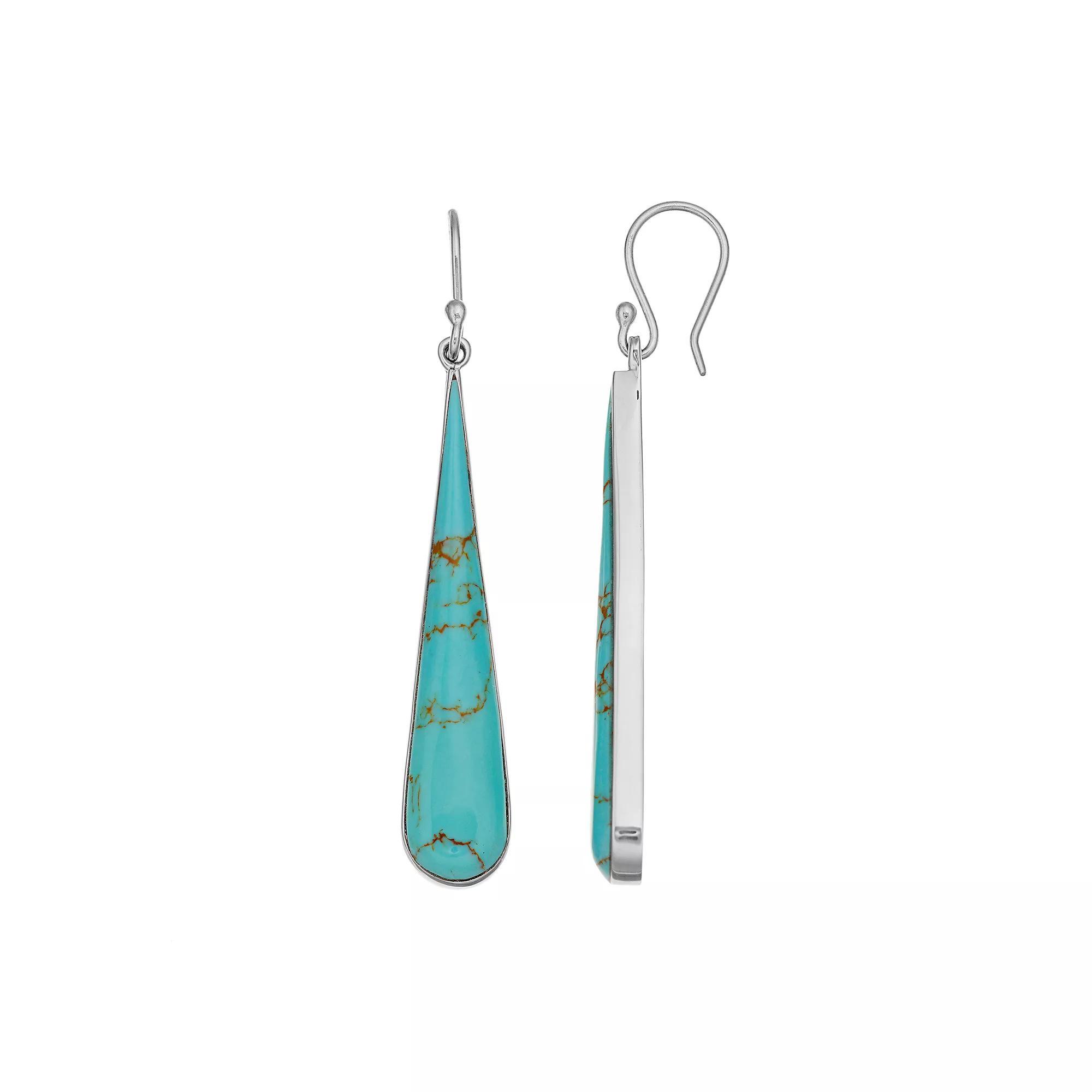 Sterling Silver Simulated Turquoise Teardrop Earrings, Women's, Blue Product Image