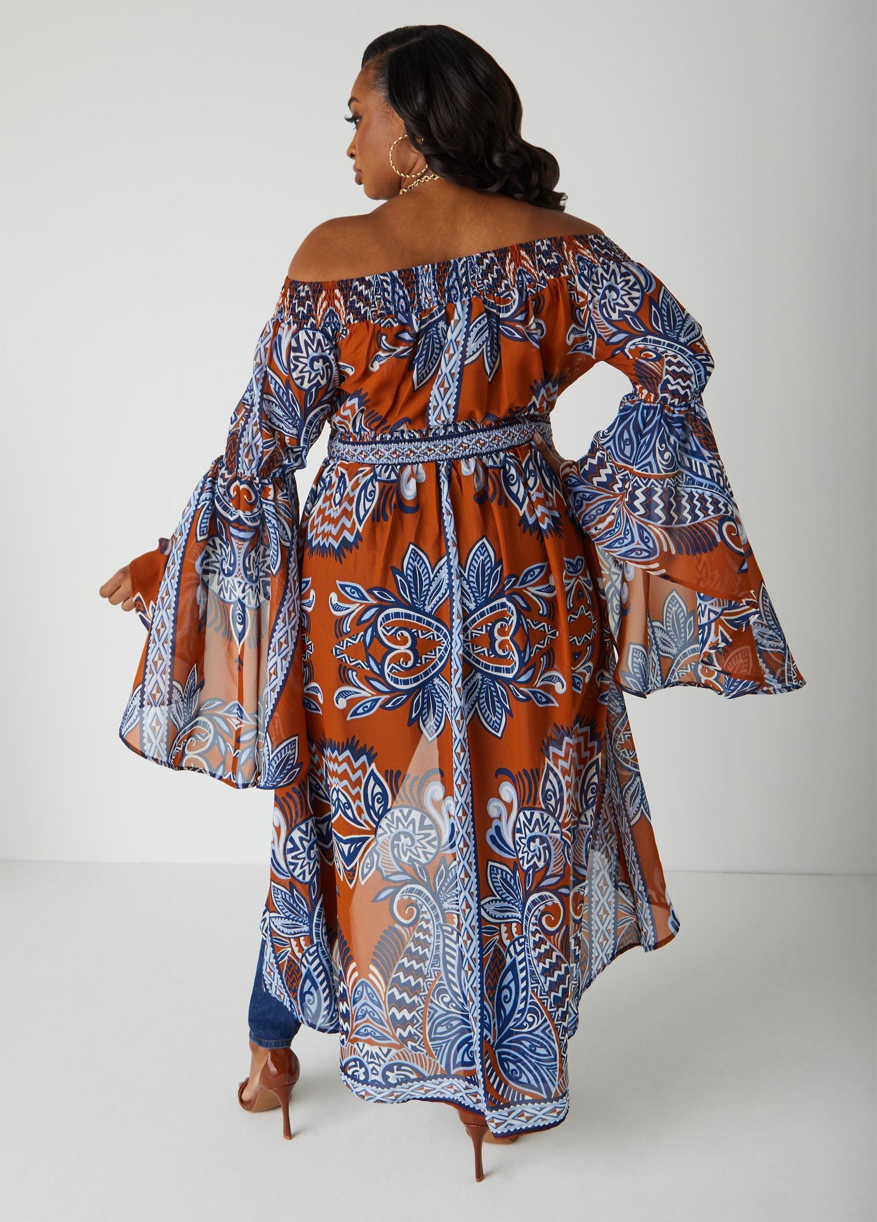 Plus Size Printed Hi Low Duster Ashley Stewart Product Image