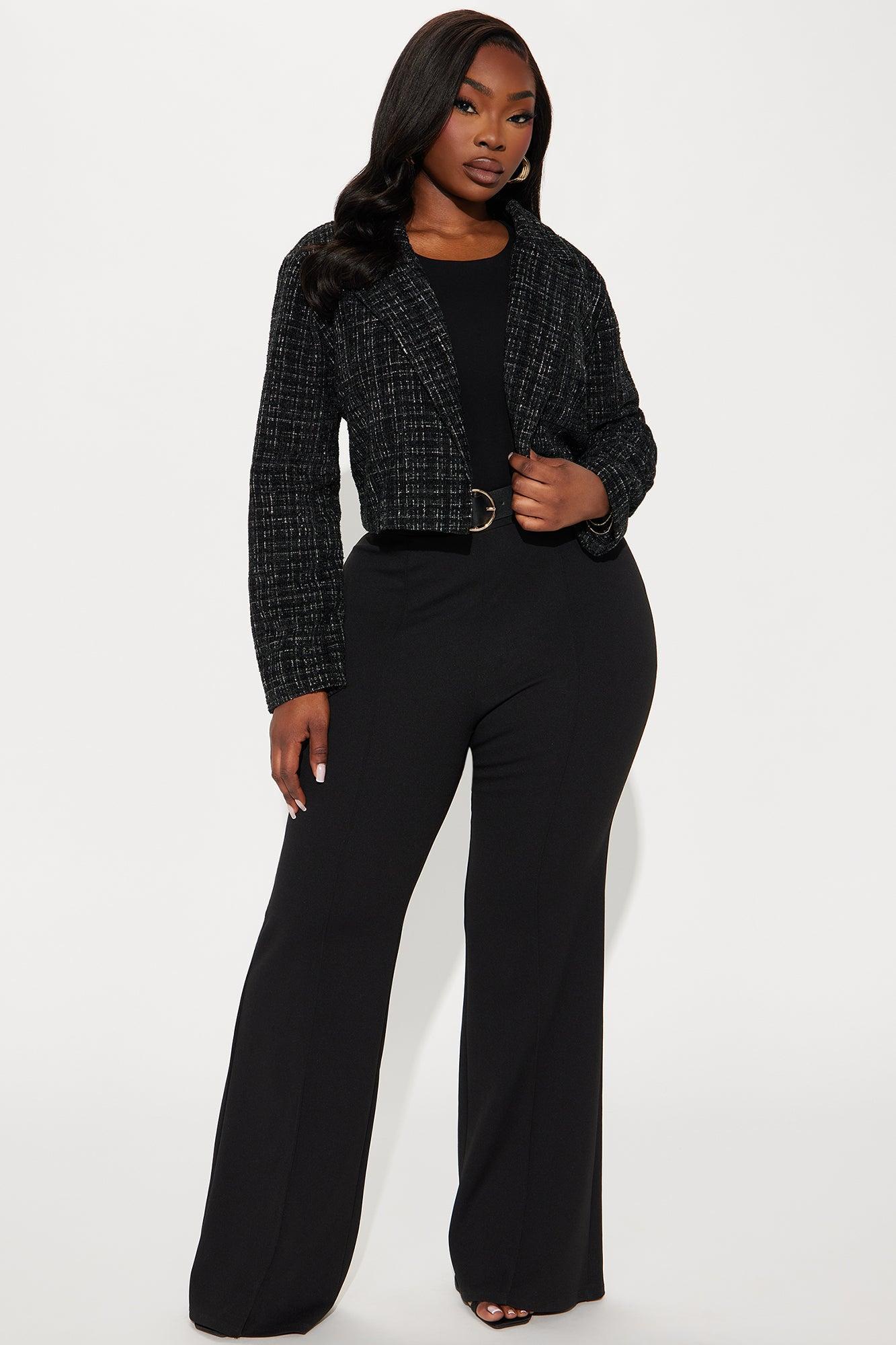 Charlie Tweed Cropped Blazer - Black Product Image
