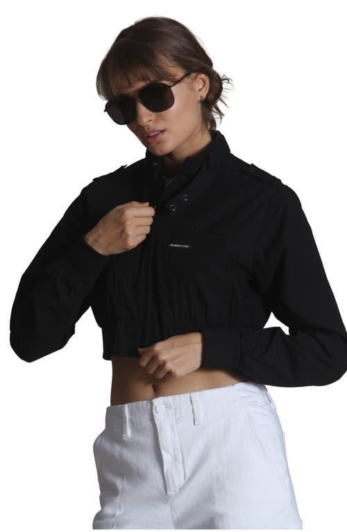 Members Only Women's Mini Cropped Racer Jacket in Black at Nordstrom, Size X-Large Product Image