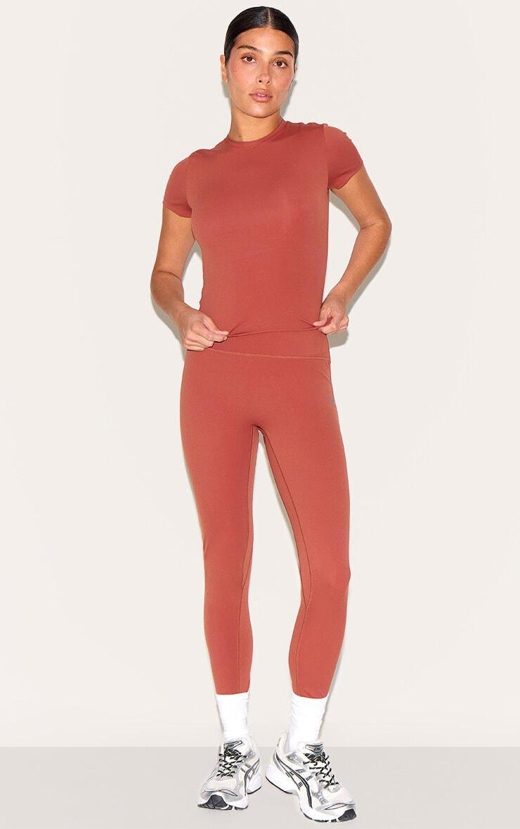 Petite Paprika Sculpt Longline Gym Top Short Sleeve Product Image