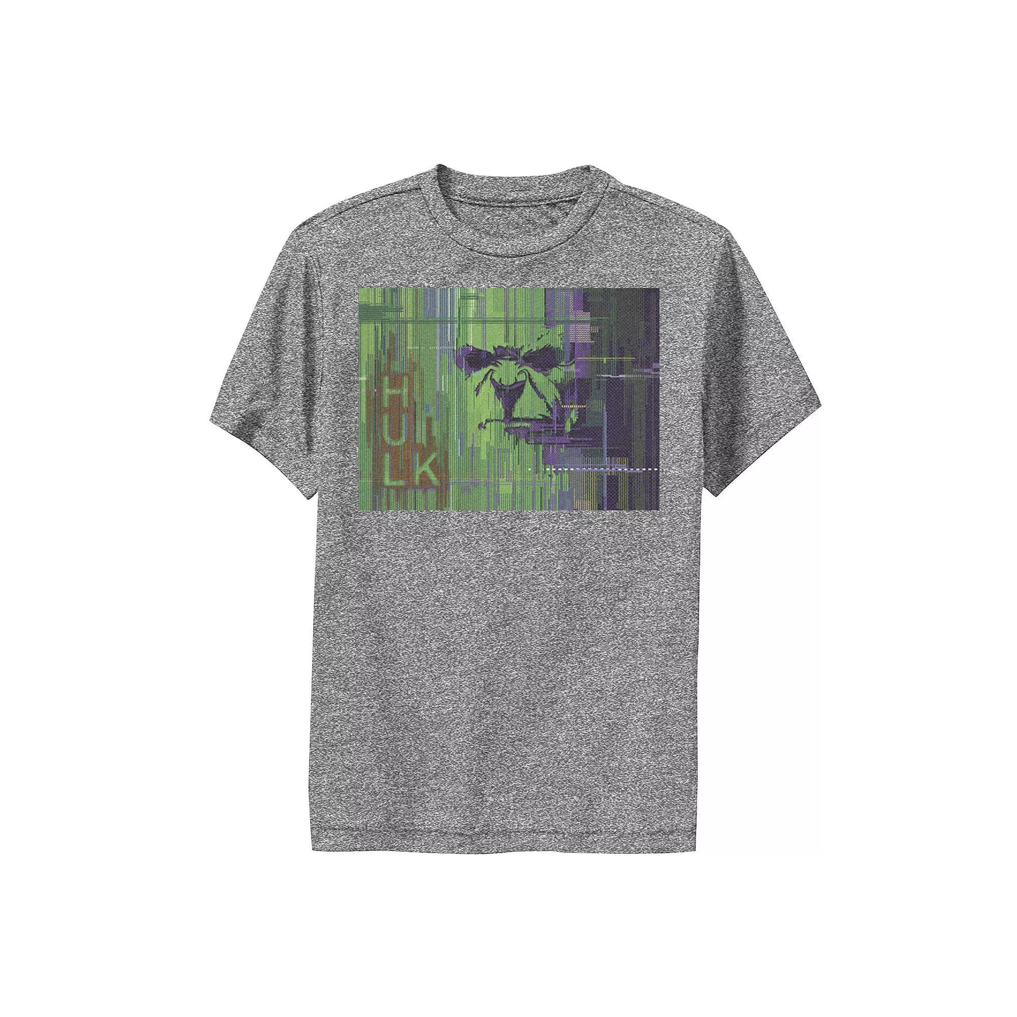 Boys 8-20 Marvel The Hulk Glitched Poster Performance Graphic Tee, Boy's, Size: Medium, Grey Heather Product Image