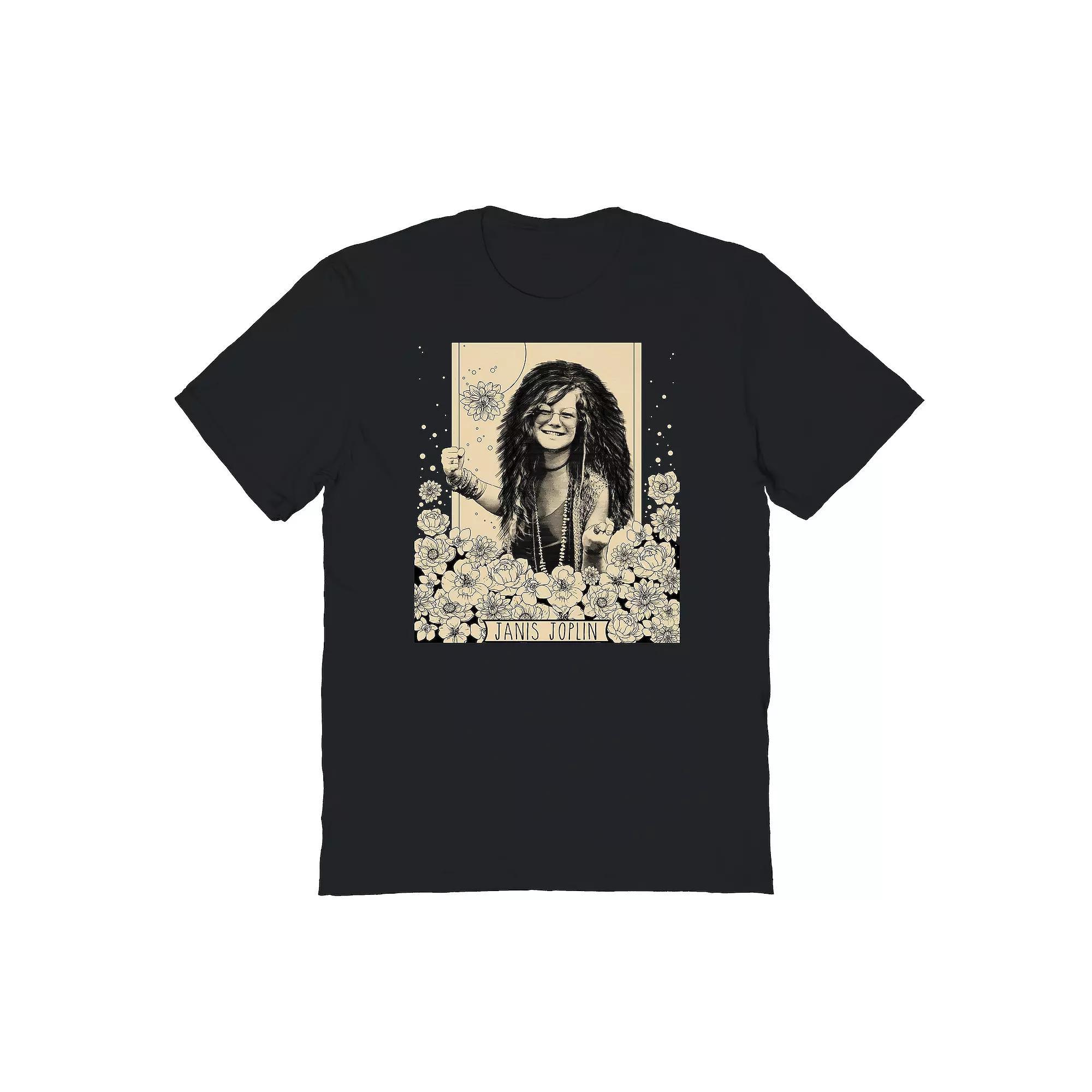 Men's Janis Flowers Graphic Tee, Size: Large, Black Product Image