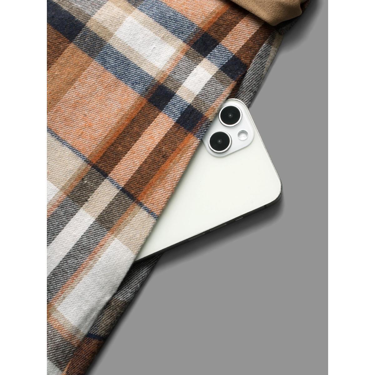 Plus Size Shirt Collar Plaid Patchwork Belted Dress Bronze Women Casual Belted Shirt collar Long Sleeve Curvy BloomChic 22-24/3X Product Image