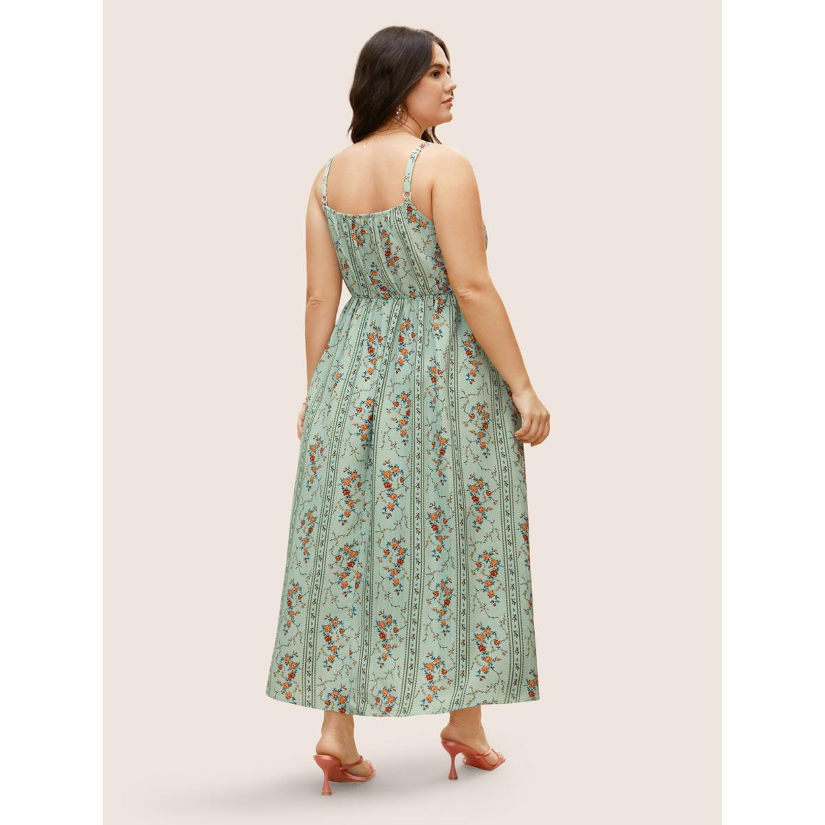 Plus Size Boho Print Square Neck Maxi Cami Dress Palemauve Women Elegant Non Sleeveless Curvy BloomChic 14-16/1X Product Image