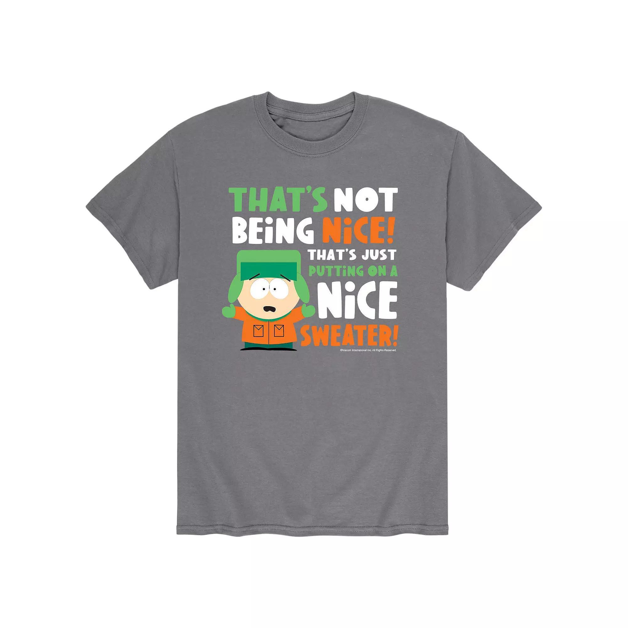 Mens South Park Nice Sweater Tee Grey Blue Product Image