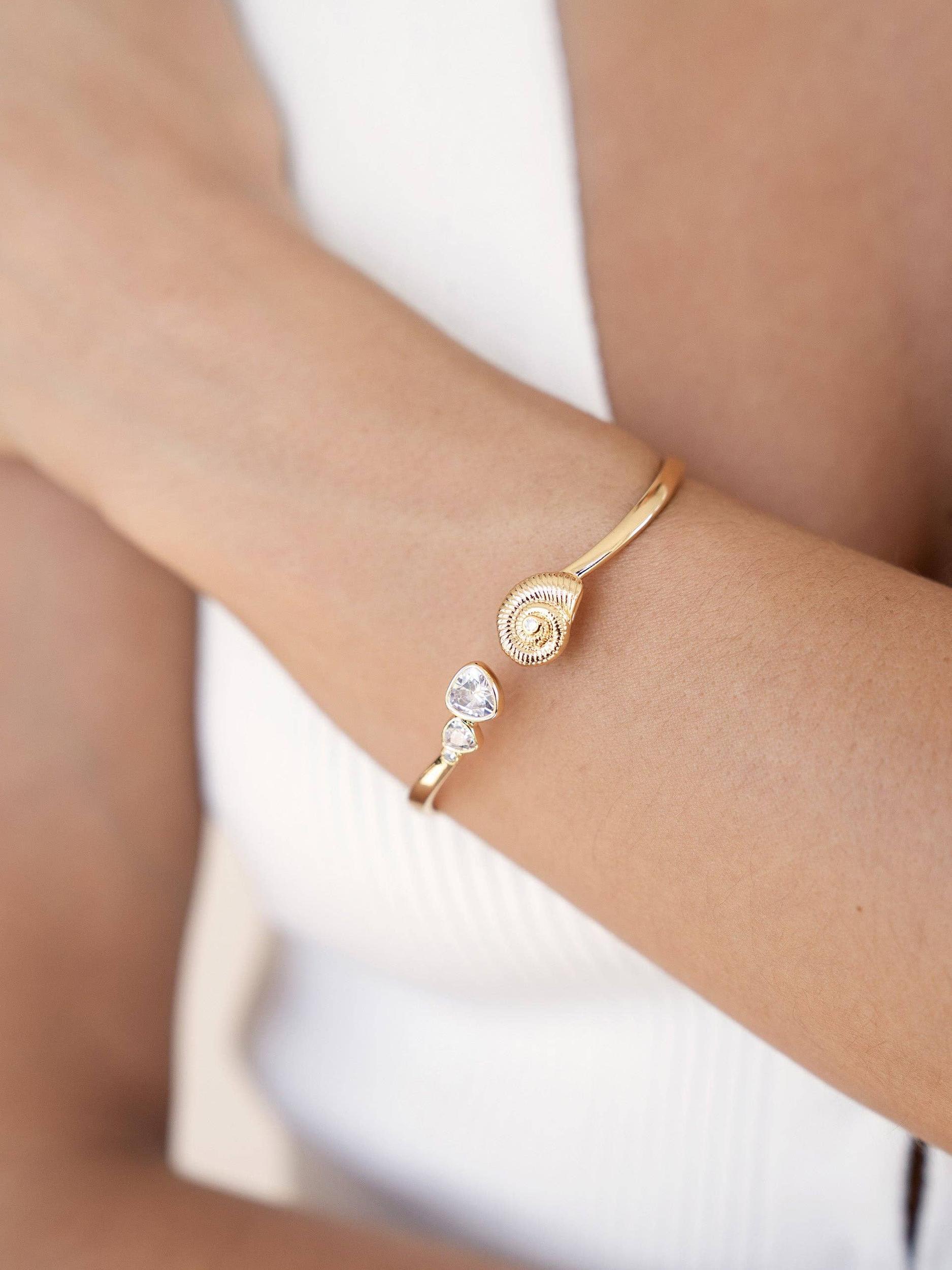 Ettika Golden Nautilus Shell Cuff Bracelet Product Image