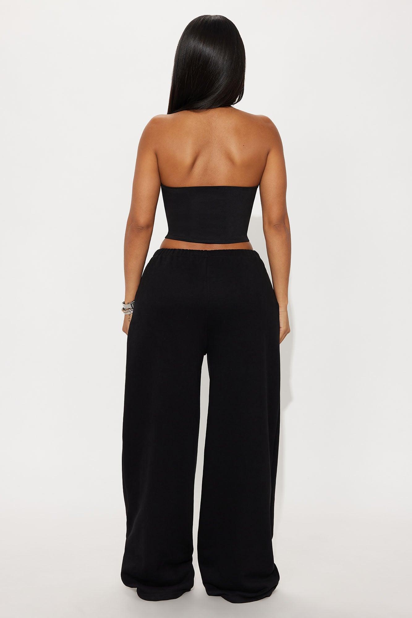 Contour Double Lined Cropped Halter Top - Black Product Image