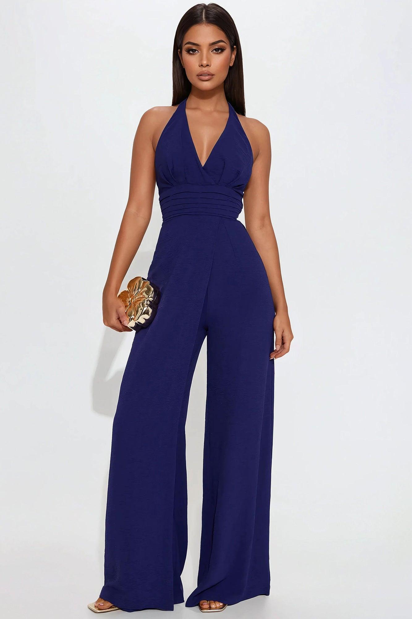 Light Up The Room  Jumpsuit - Navy Product Image