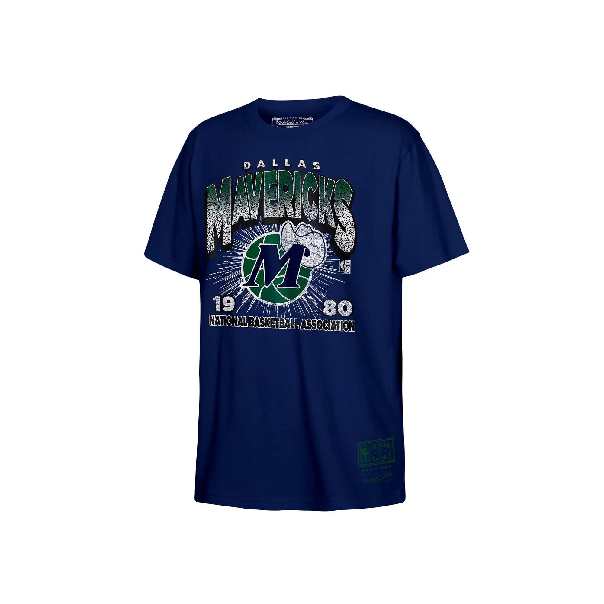 Men's Mitchell & Ness Navy Dallas Mavericks Hardwood Classics Vintage Hoopster T-Shirt, Boy's, Size: YTH Large, Blue Product Image