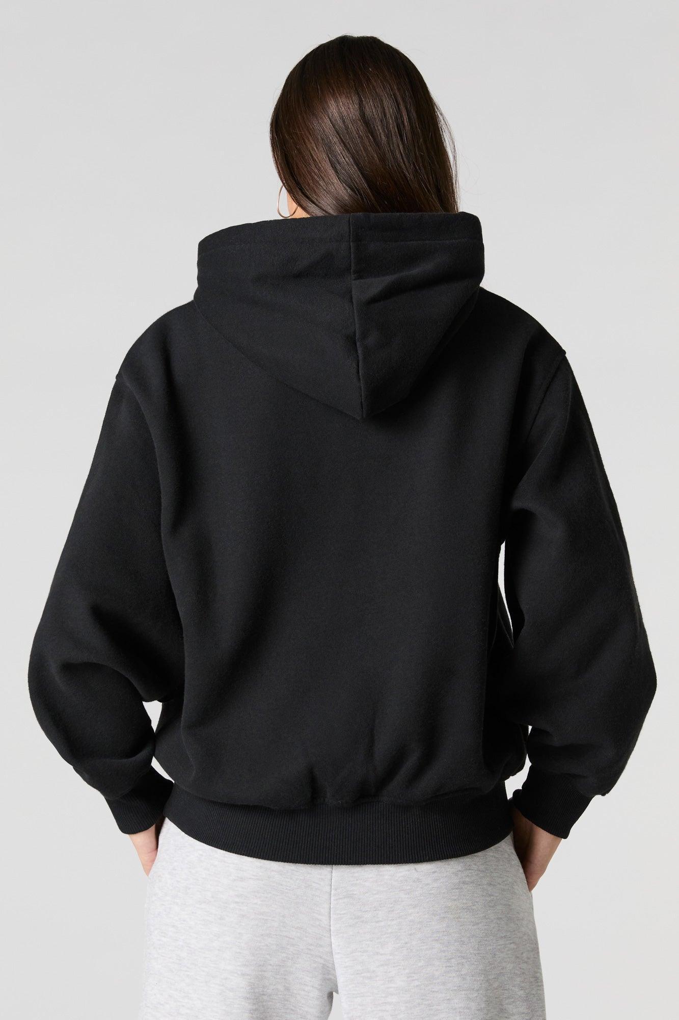Oversized Solid Fleece Hoodie Female Product Image