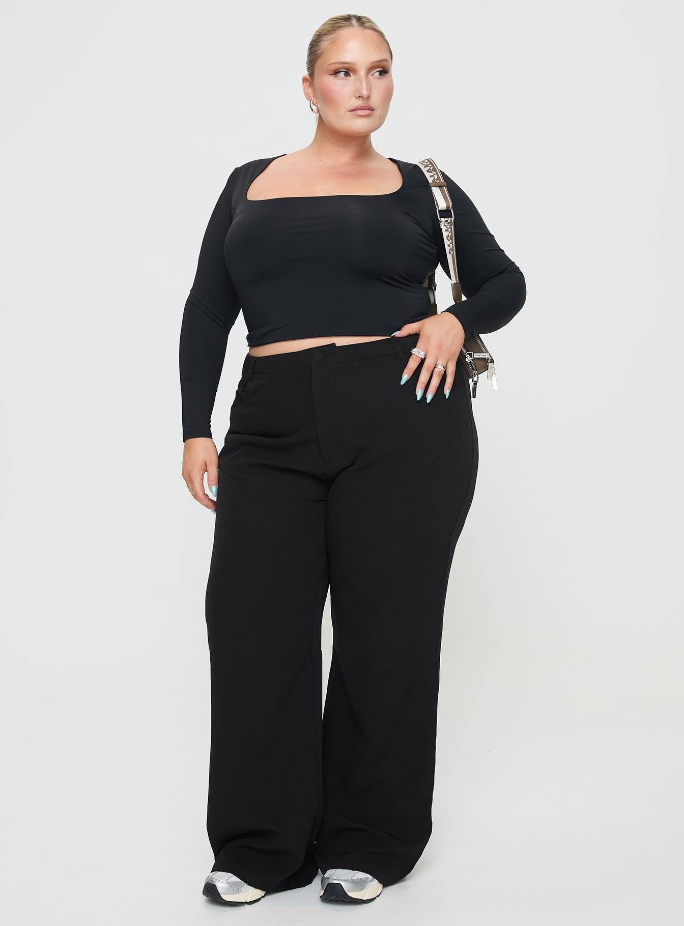 Back In Time Long Sleeve Top Black Curve Product Image