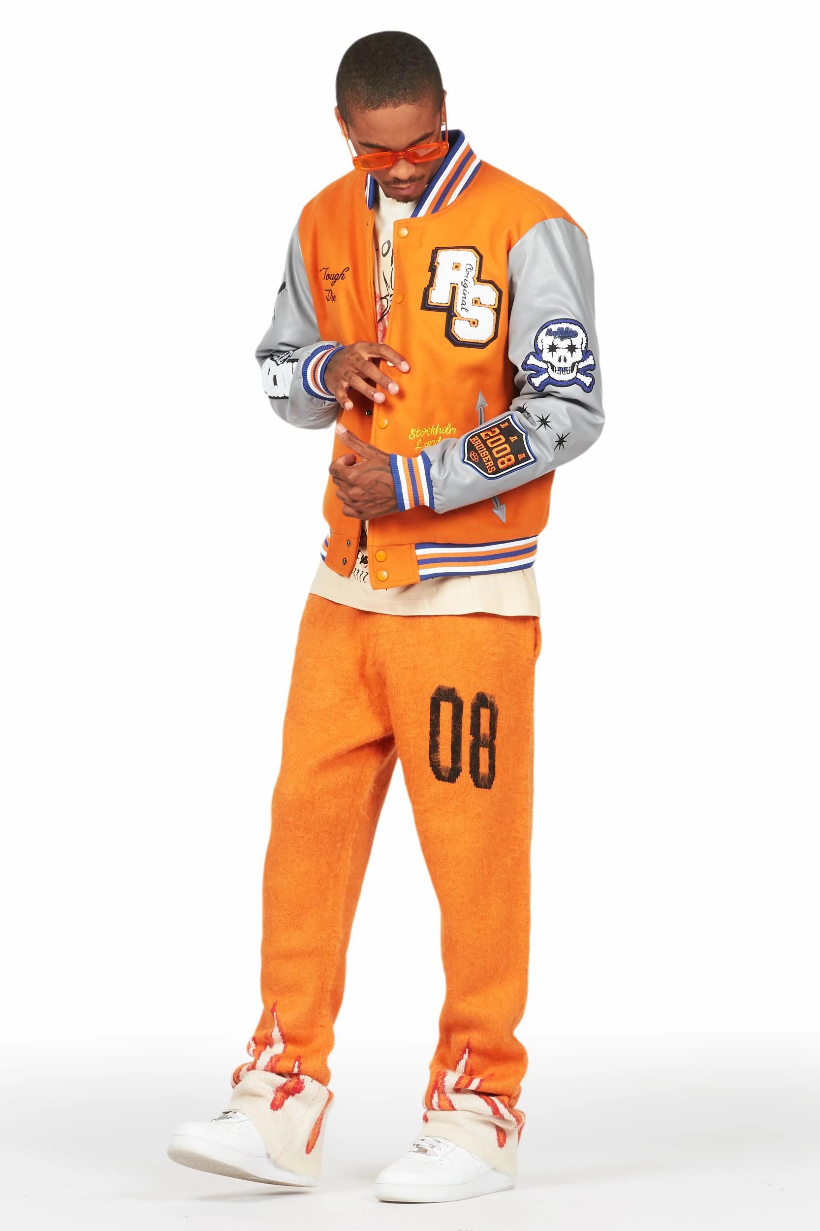 Holger Orange/Cream Graphic Stacked Flare Mohair Track Pant Male Product Image