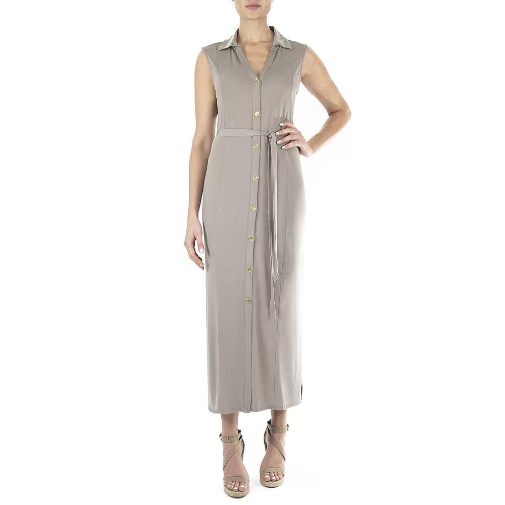 Women's Nina Leonard Maxi Shirtdress, Size: XL, Mink Product Image