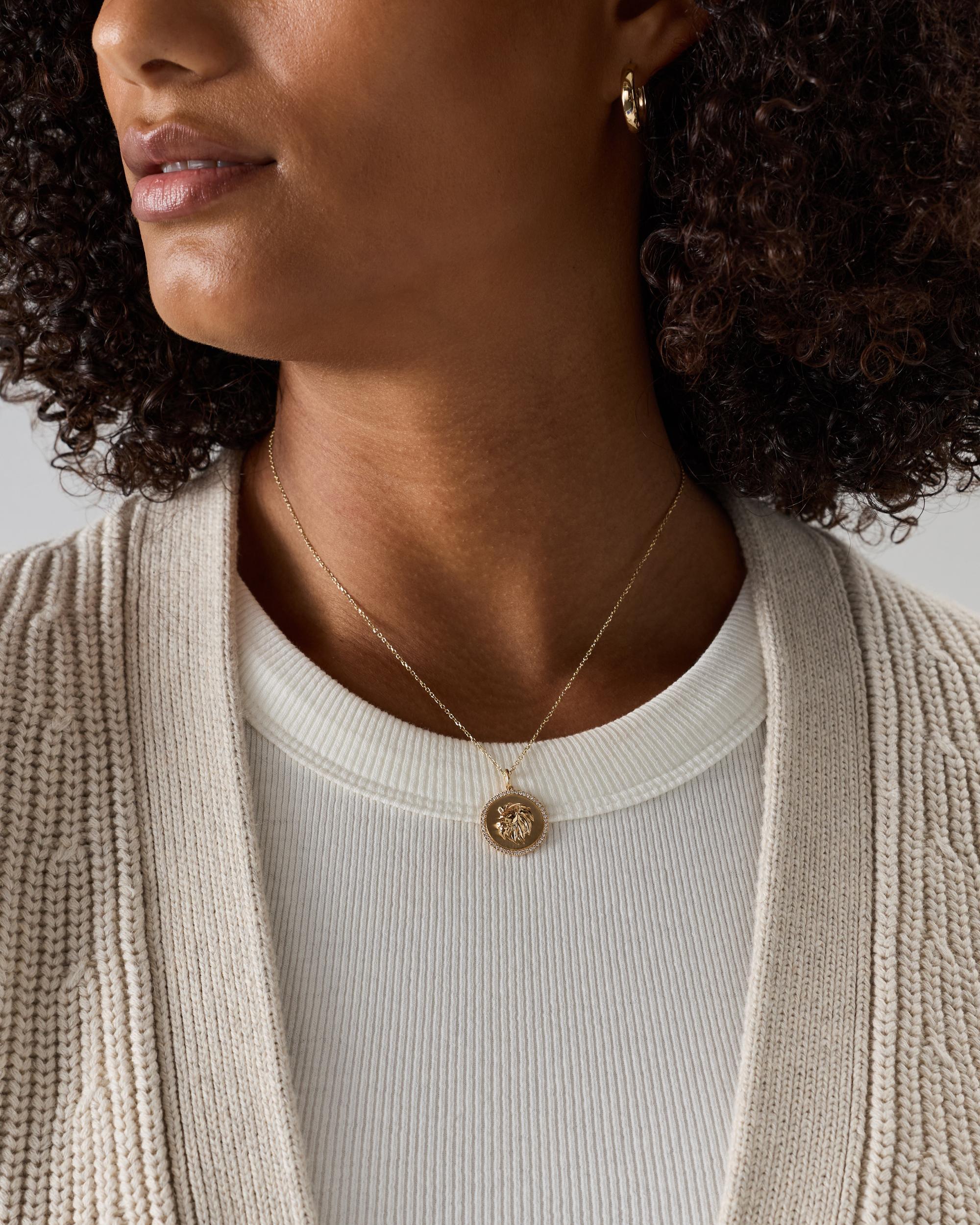 Quince | Women's 14K Gold Pave Zodiac Medallion Necklace Product Image