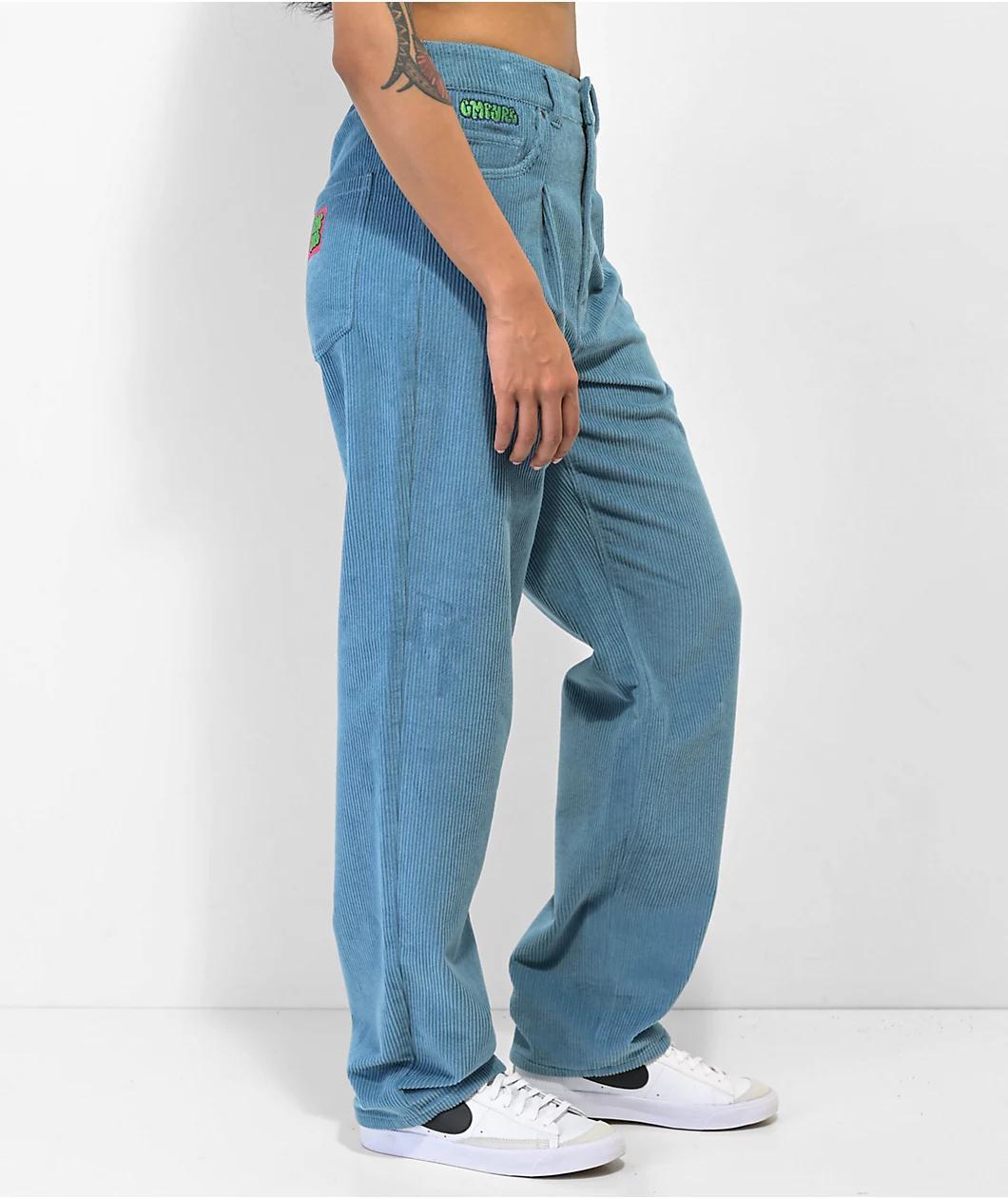 Empyre Tori Pleated Blue Corduroy Skate Pants  Product Image