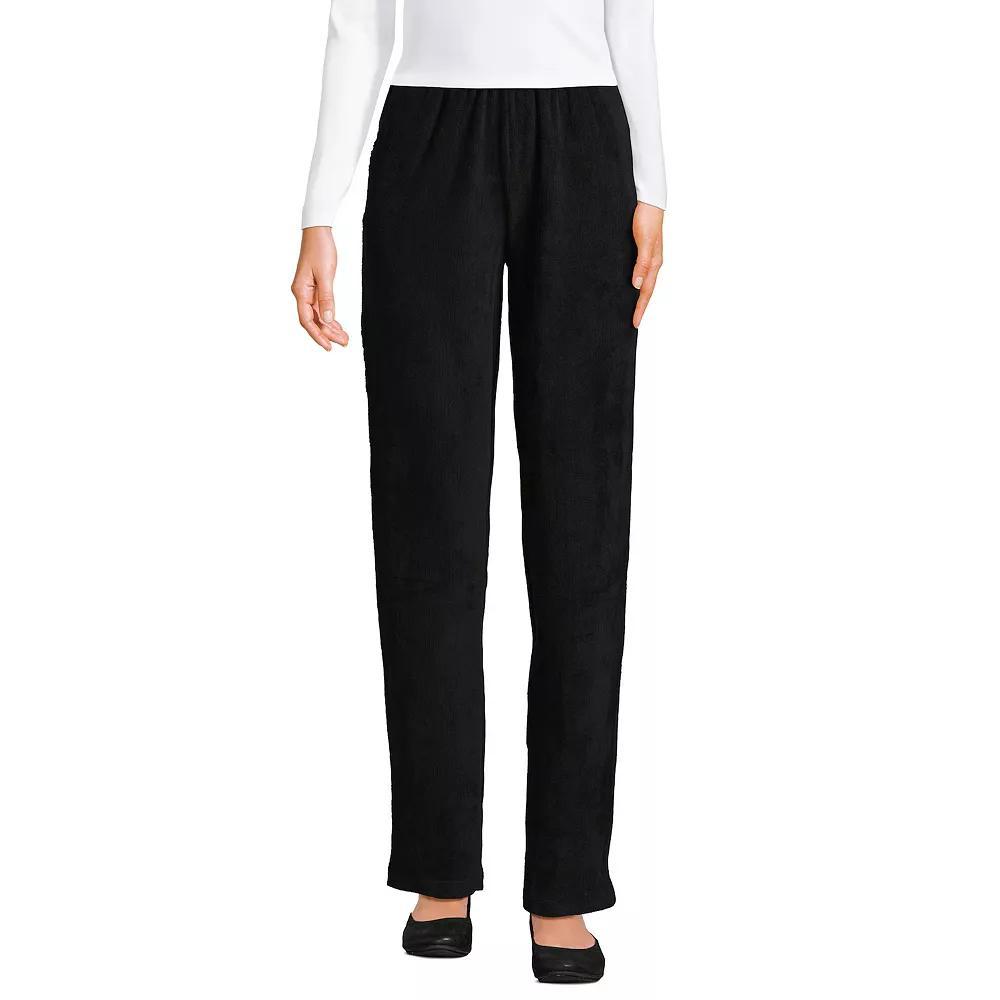 Petite Lands' End Sport Knit High Rise Corduroy Pull-On Pants, Women's, Size: Large Petite, Black Product Image