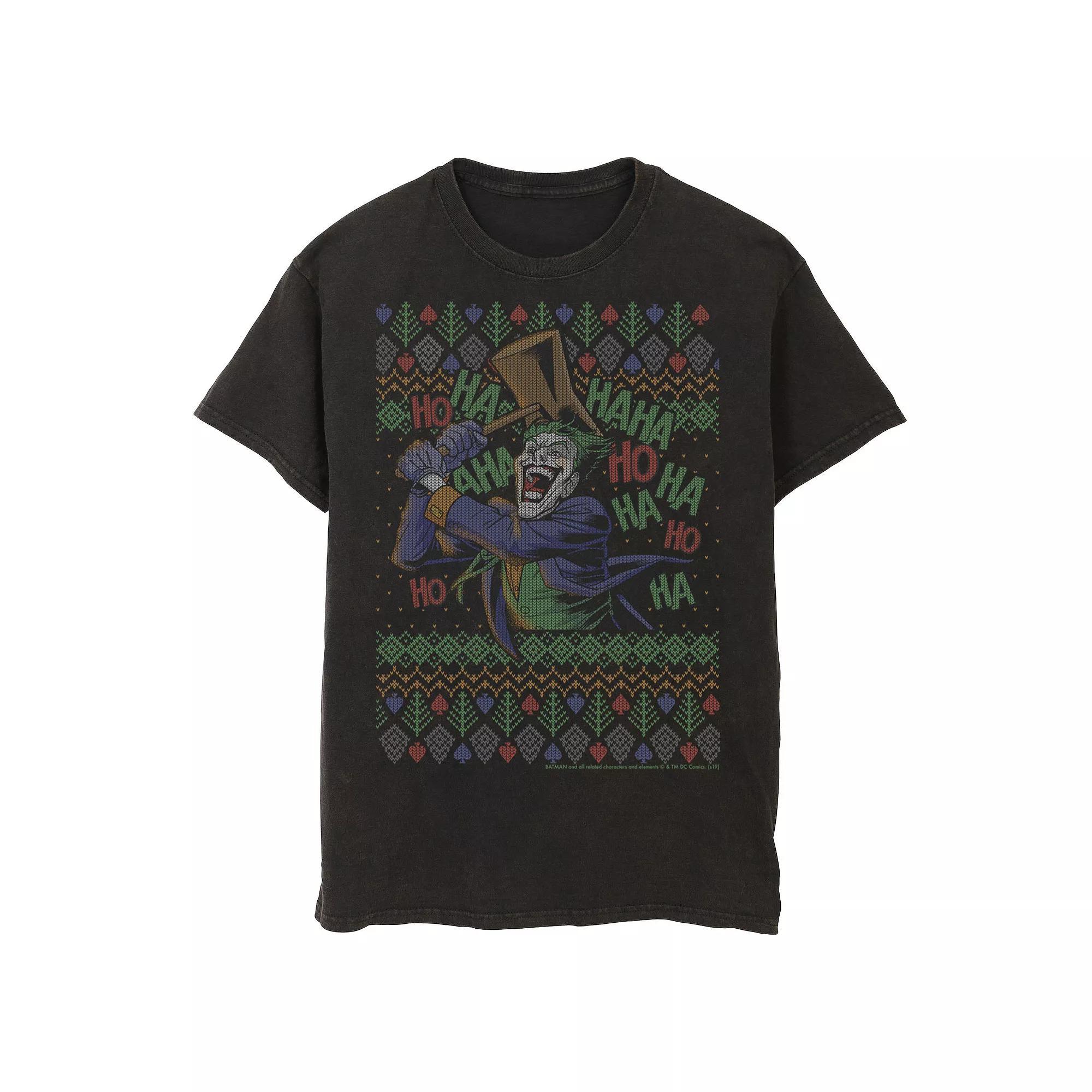 Mens Batman The Joker Laughing Vintage Knit Style Tee, Men's, Size: Medium, Black Product Image