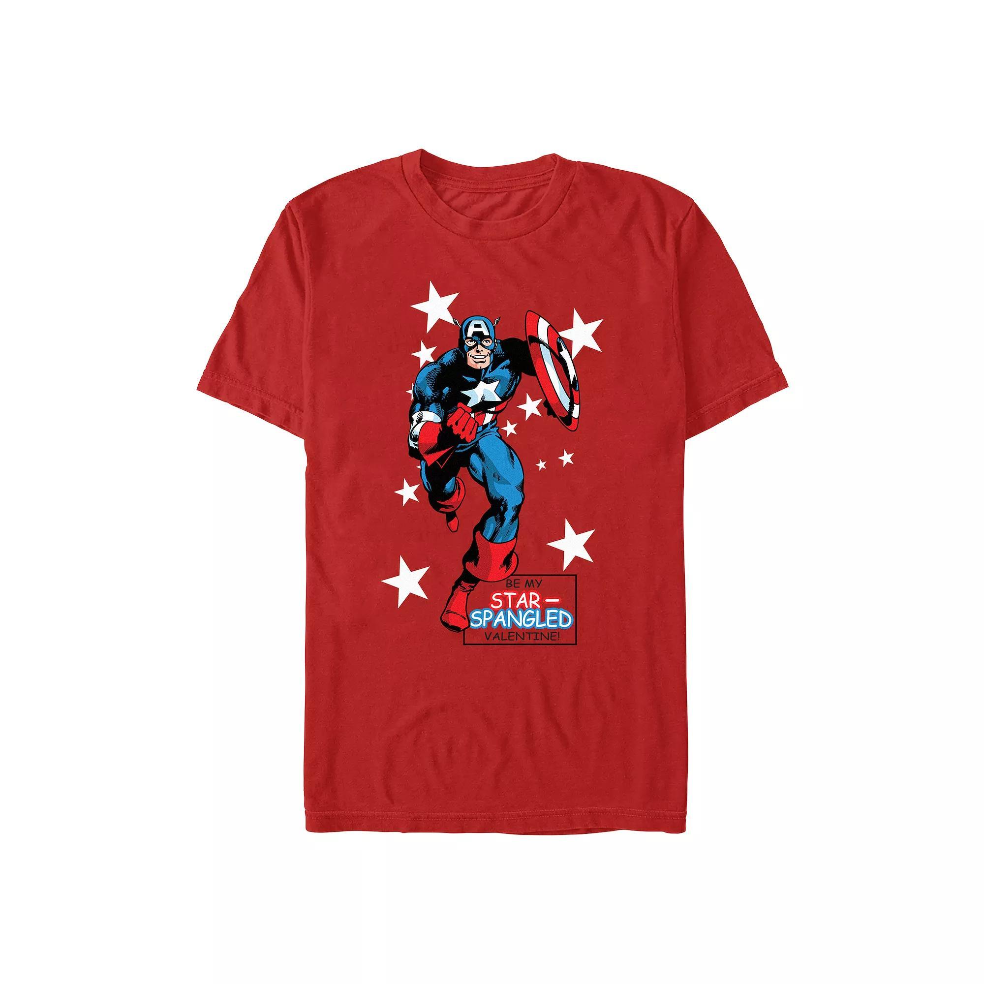 Men's Marvel Captain America Be My Star Spangled Valentine Graphic Tee, Size: XS, Red Product Image