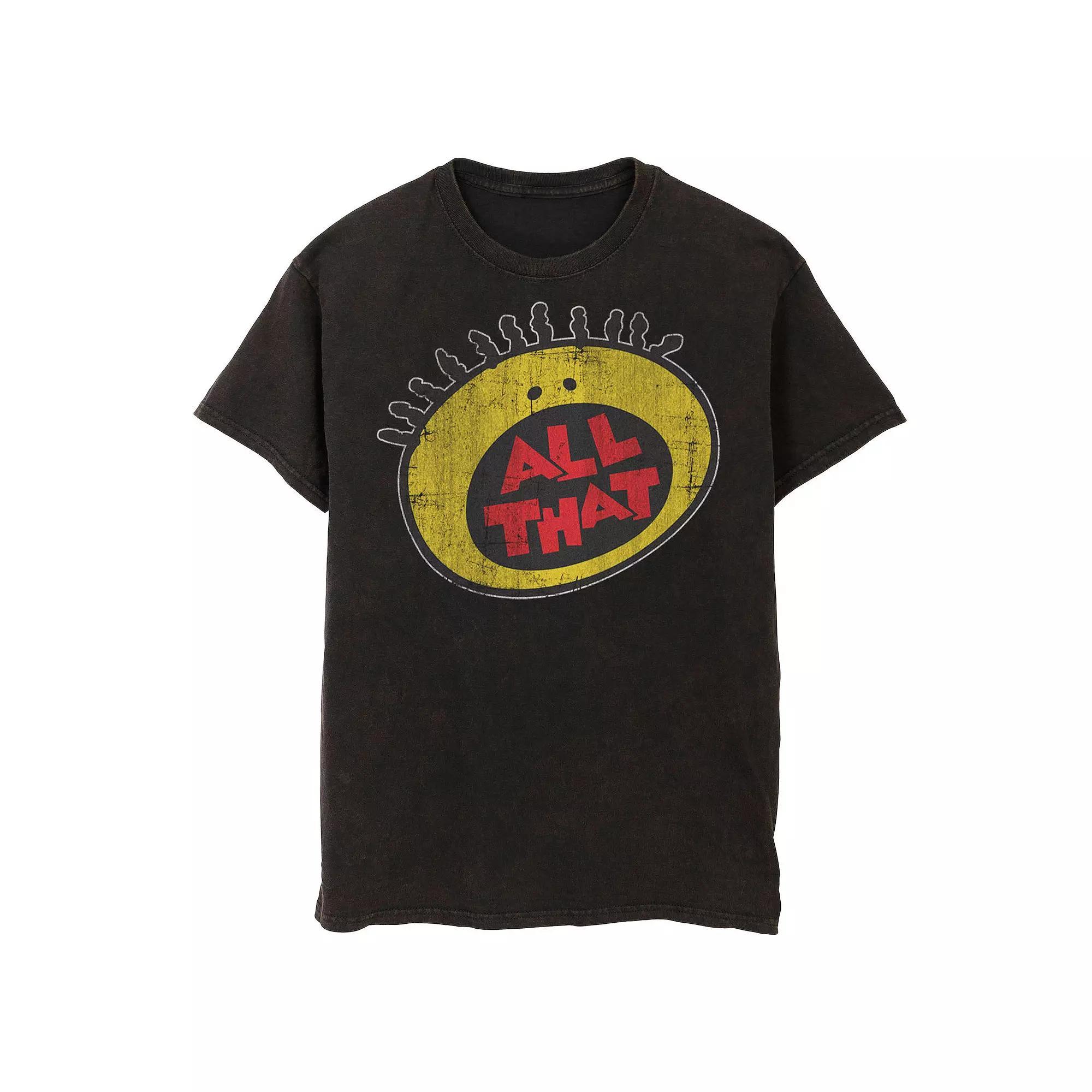 Men's Nickelodeon All That Logo Mineral Wash Graphic Tee, Size: XL, Black Product Image
