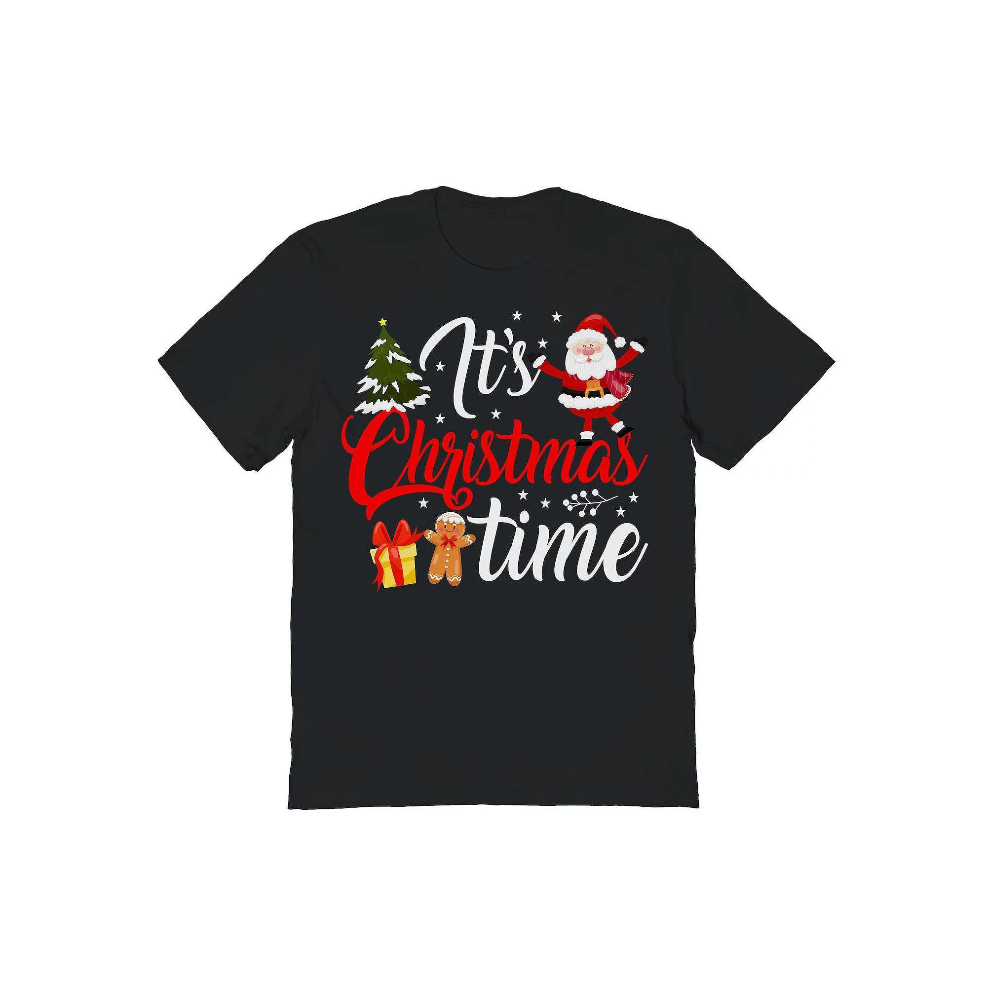 Men's Santa Tree Time Christmas Graphic Tee, Size: Medium, Black Product Image