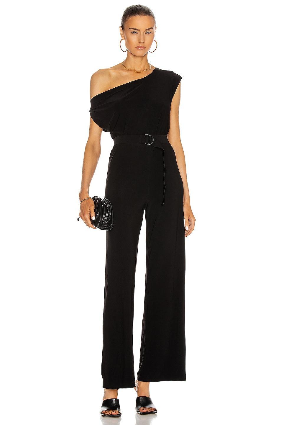 Womens Asymmetric Drop-Shoulder Wide-Leg Jumpsuit Product Image