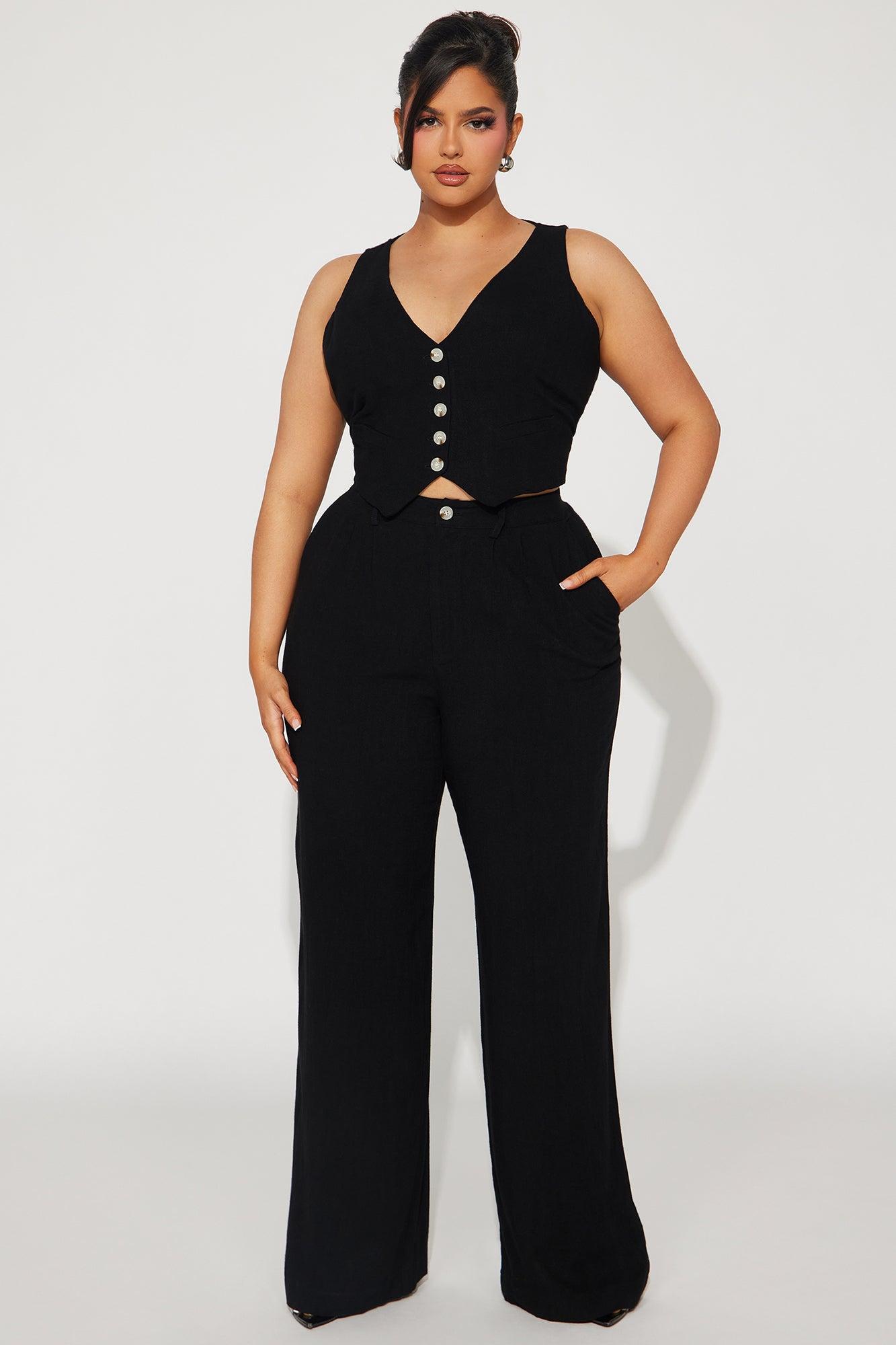 Act Right Linen Pant Set - Black Product Image