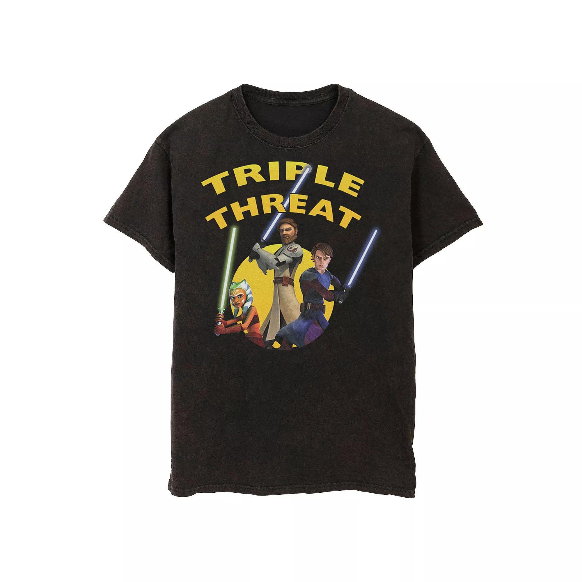 Men's Star Wars: Clone Wars Group Shot Triple Threat Tee, Size: XL, Athletic Grey Product Image