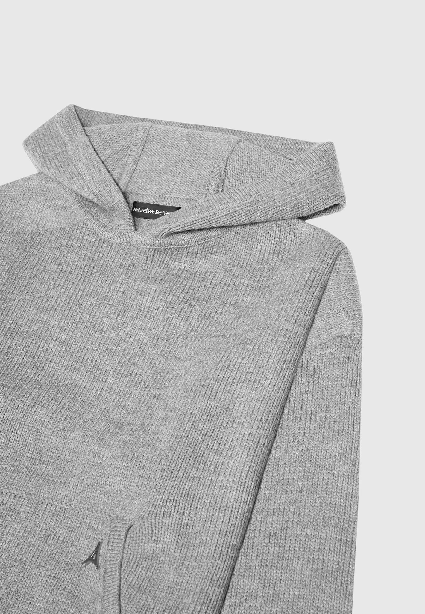 Knitted Hoodie - Light Grey Marl Male Product Image